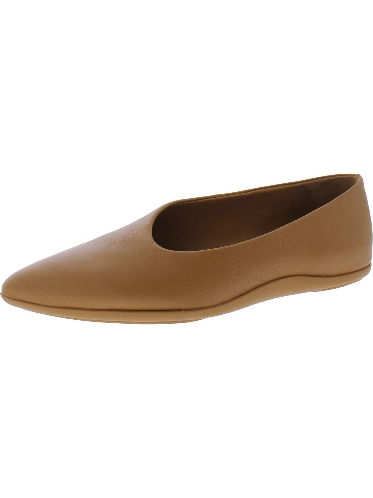Vince Lex Womens Leather Pointed Toe Ballet Flats In Brown
