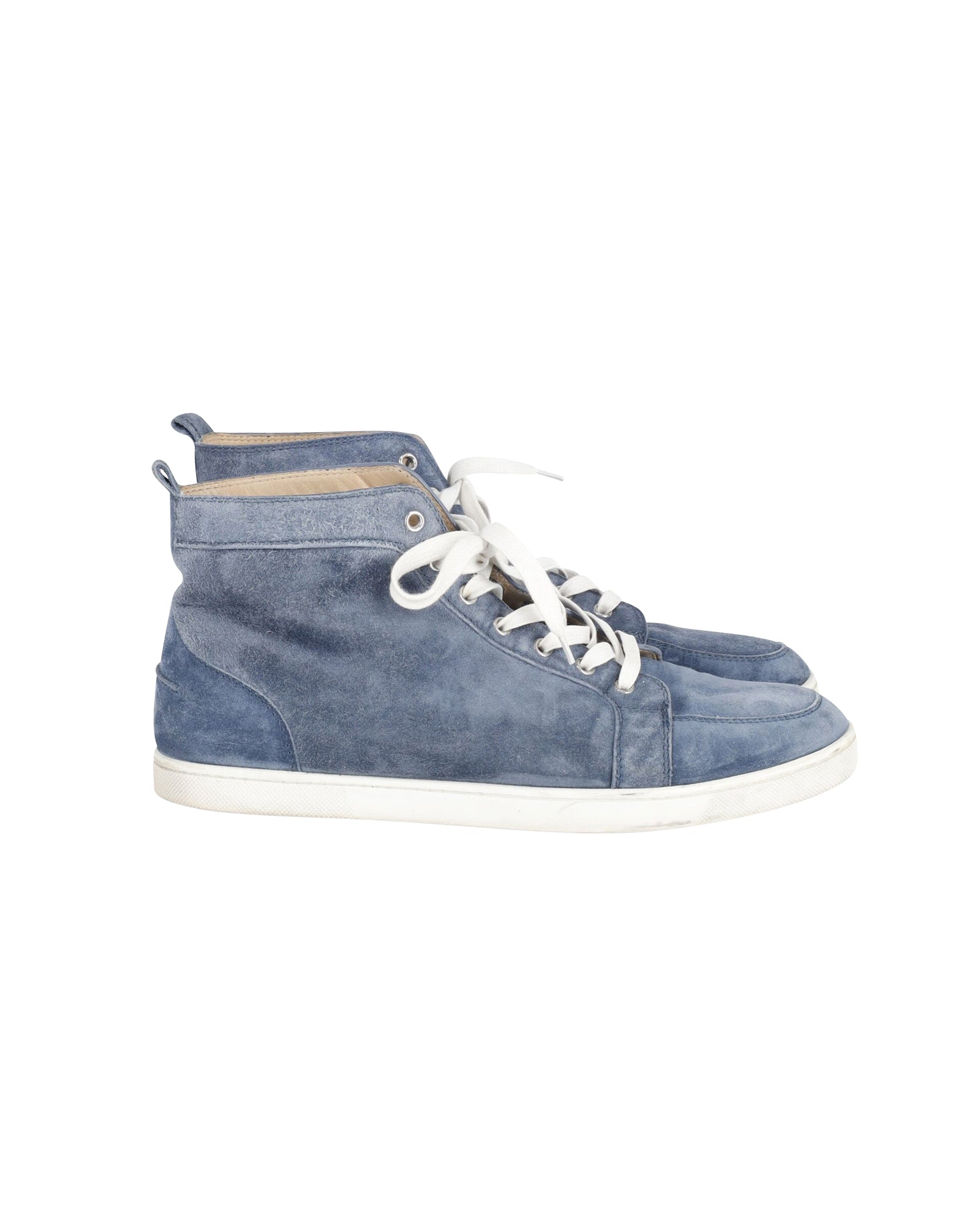 image of Christian Louboutin Louis Orlato High Top Sneakers in Blue Suede