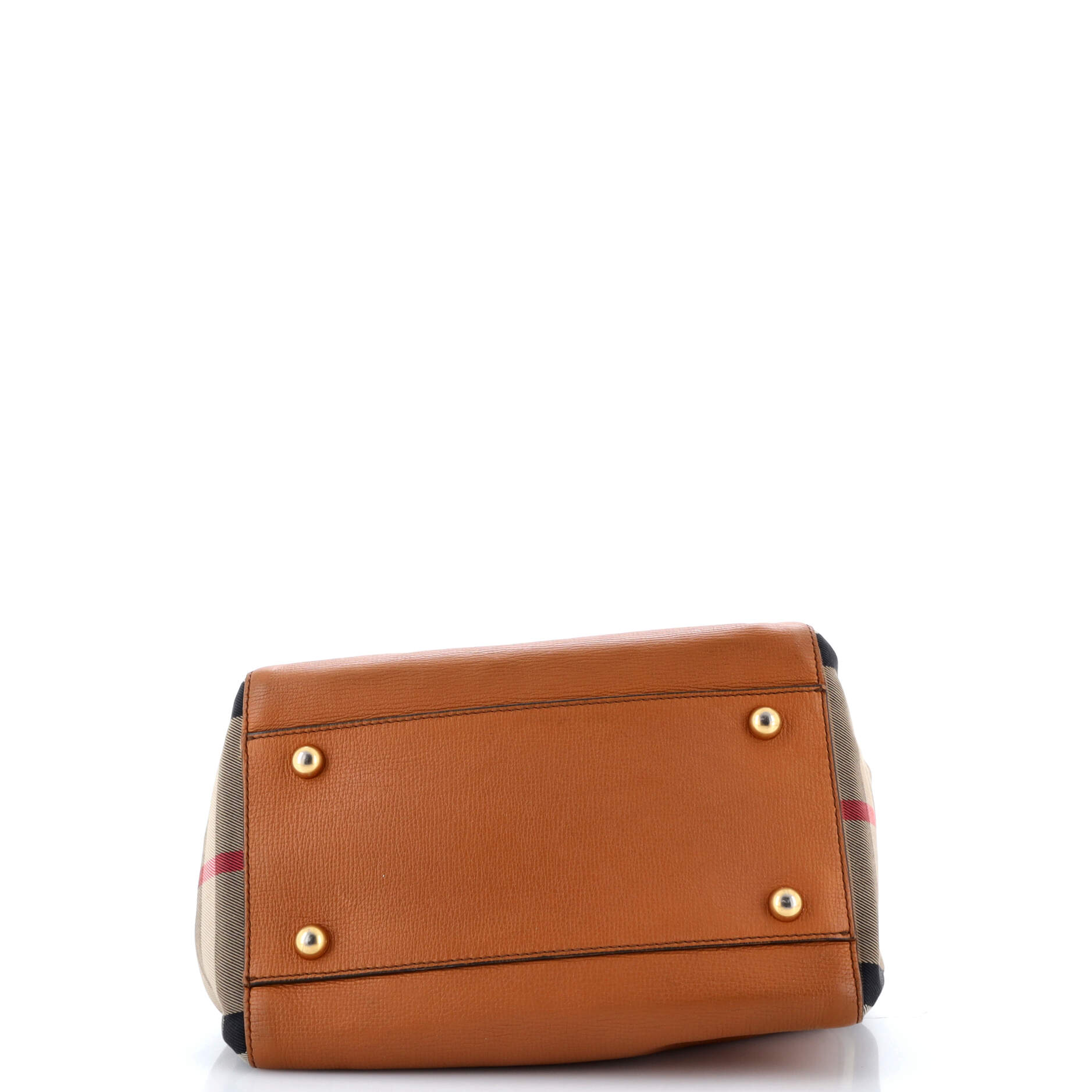 Canterbury Tote Leather and House Check Canvas Small