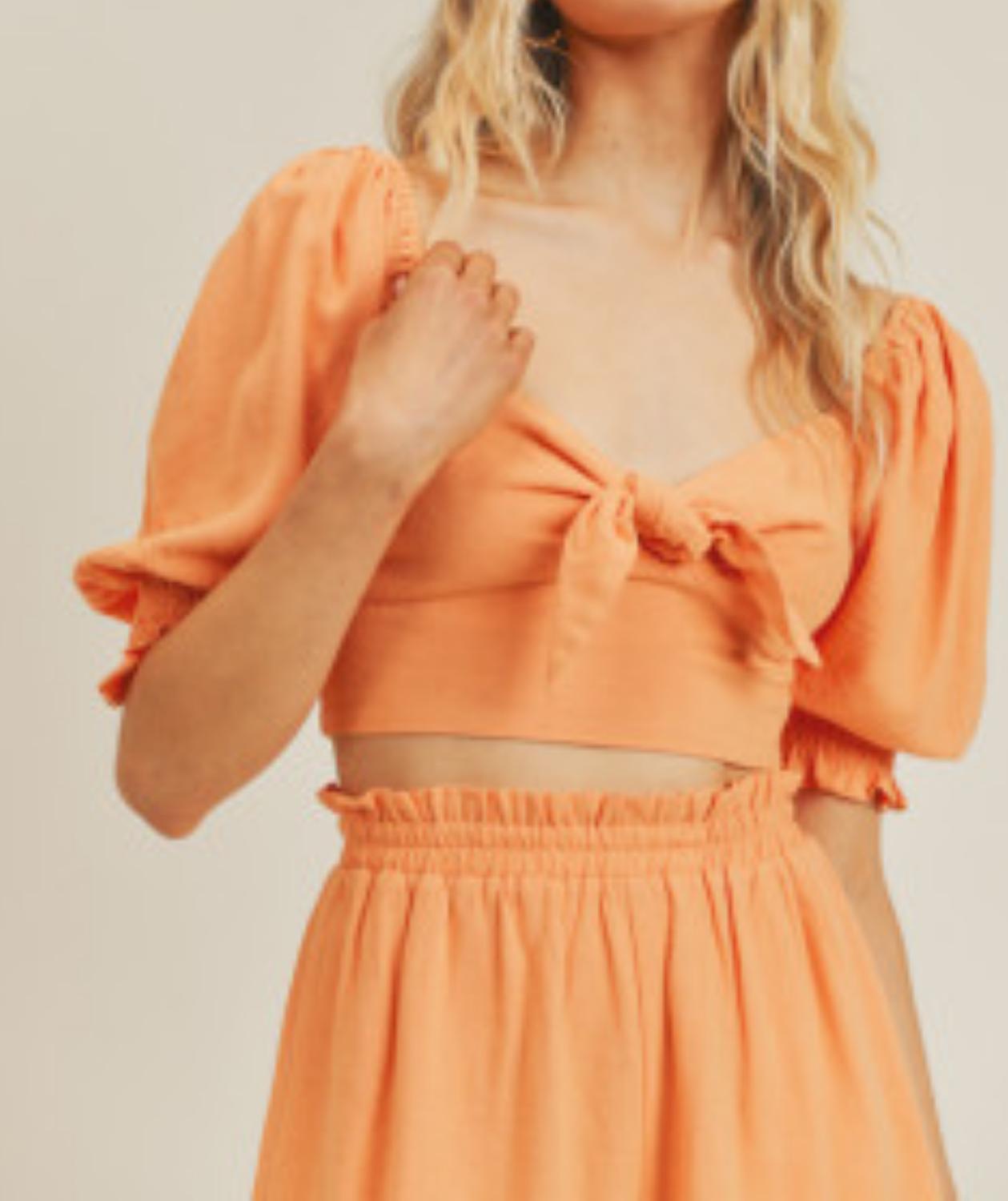 Shop Lush Cropped Sweetheart Top In Tangerine In Pink