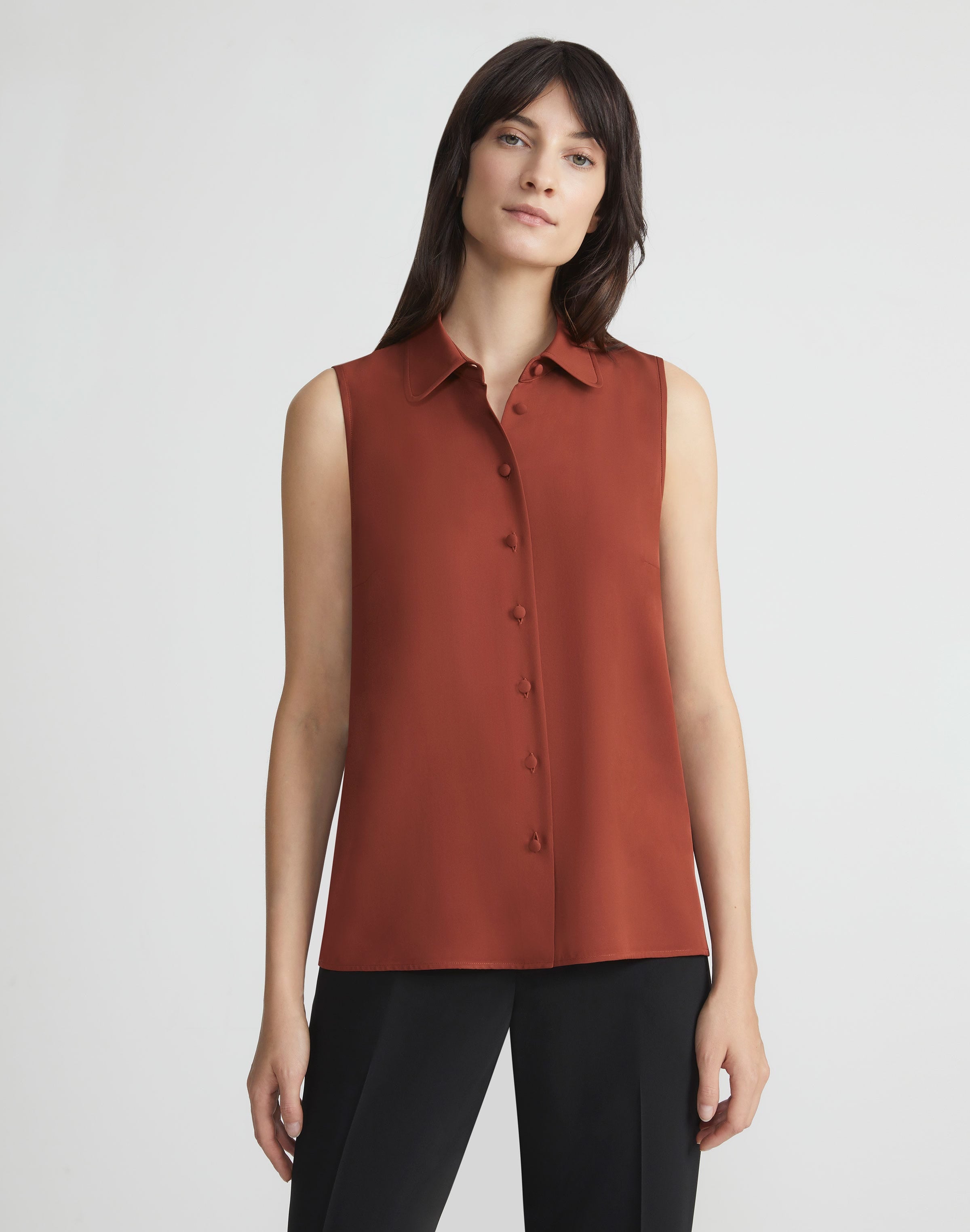 Shop Lafayette 148 Organic Silk Georgette Button-front Blouse In Multi