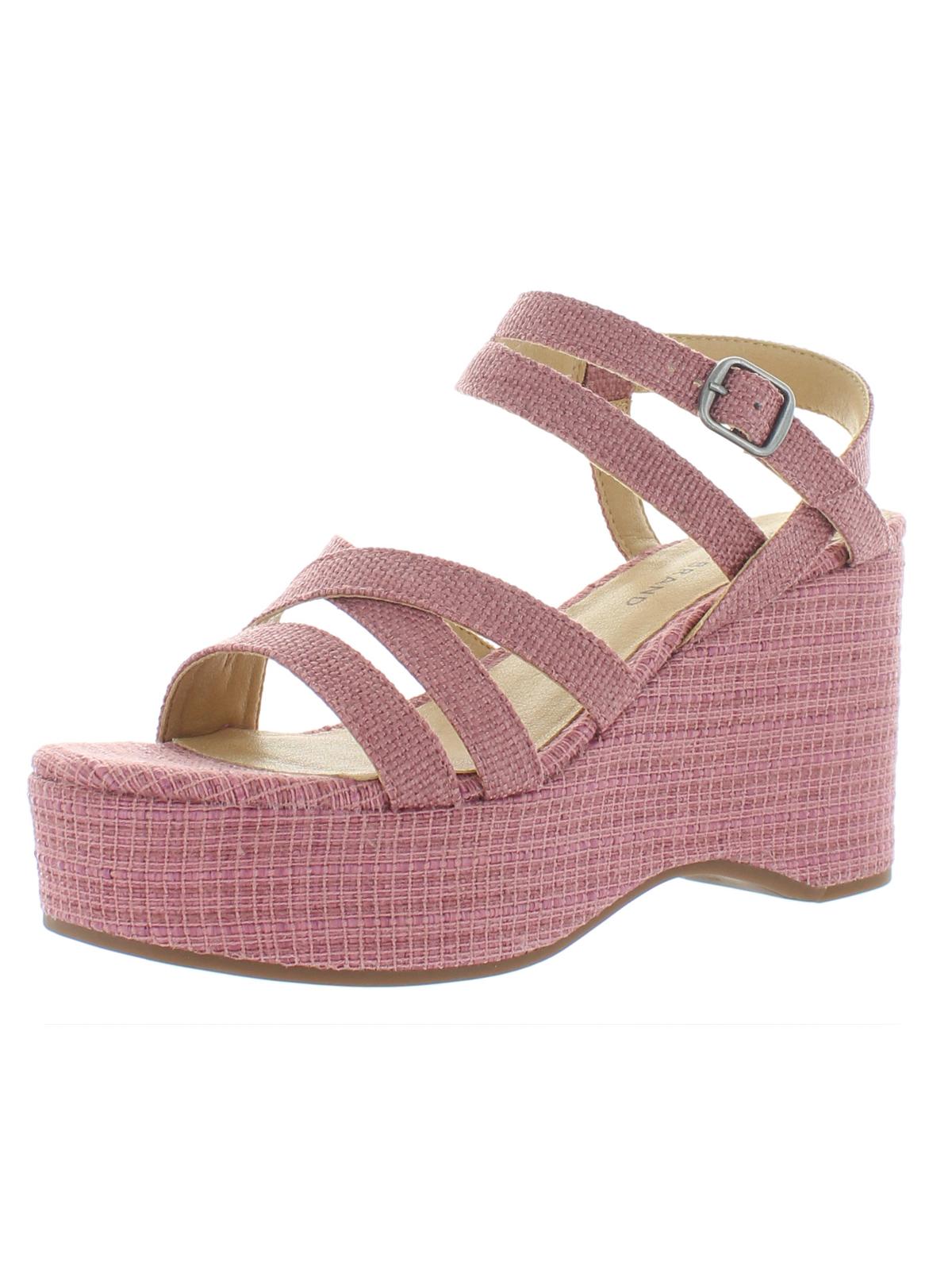Lucky Brand Carlisha Womens Woven Ankle Strap Wedge Sandals In Pink