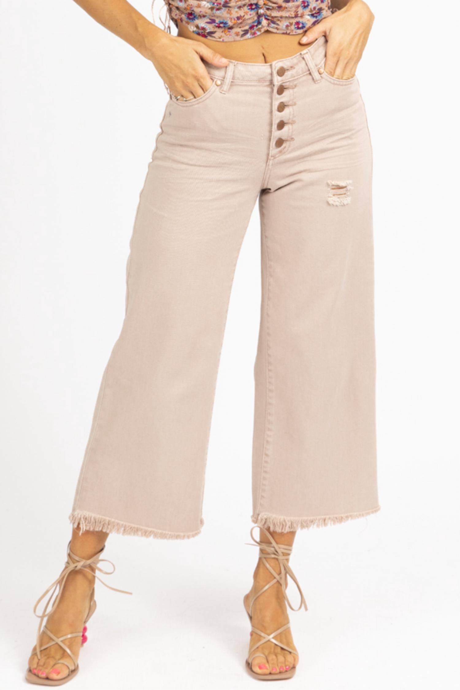 Shop Easel High Rise Wide Leg Jean In Light Mauve In Pink