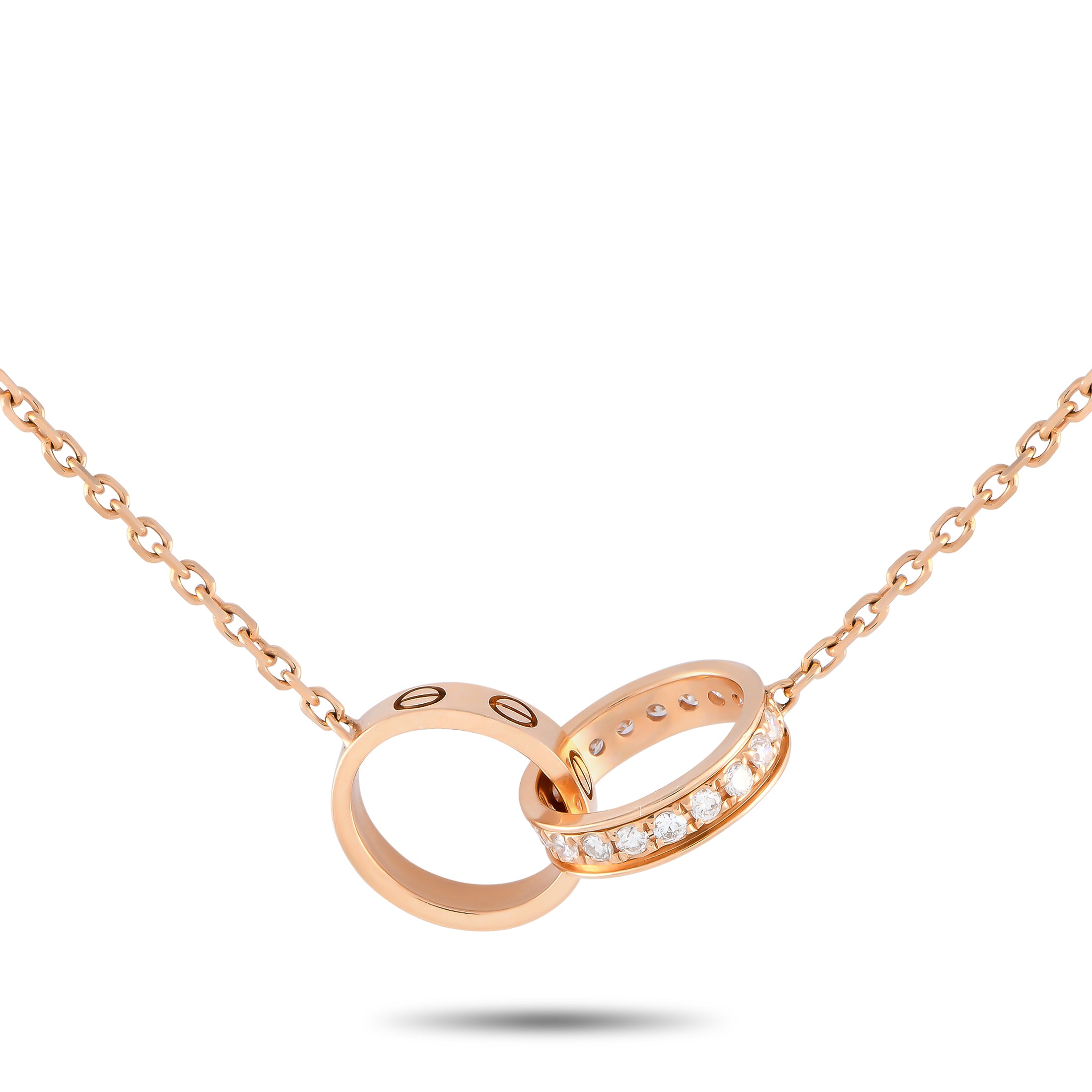 image of Cartier LOVE 18K Rose Gold Diamond Interlocking Necklace CA02-081324