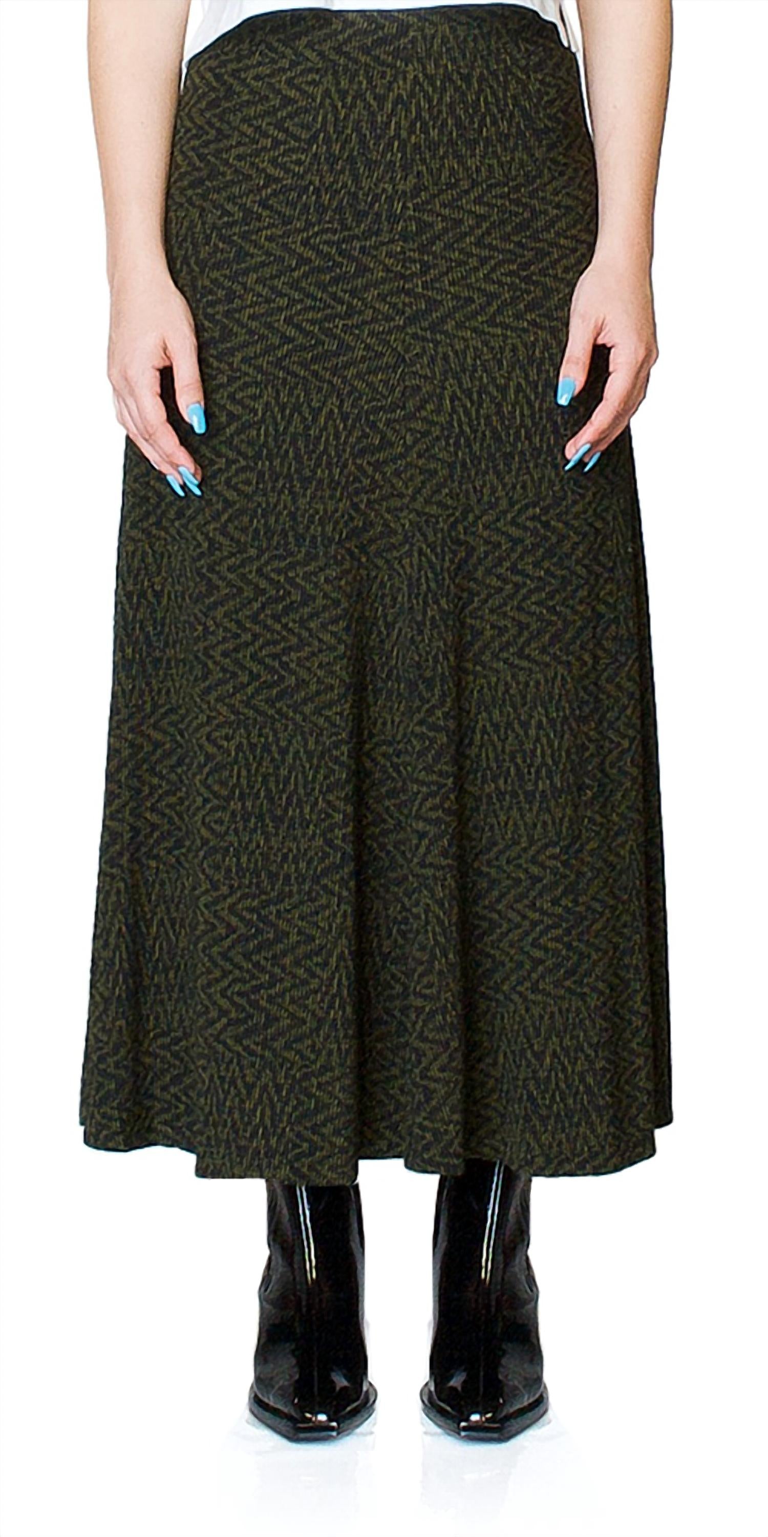 Shop Beaufille Curie Tiled Chevron Knit Skirt In Black/green
