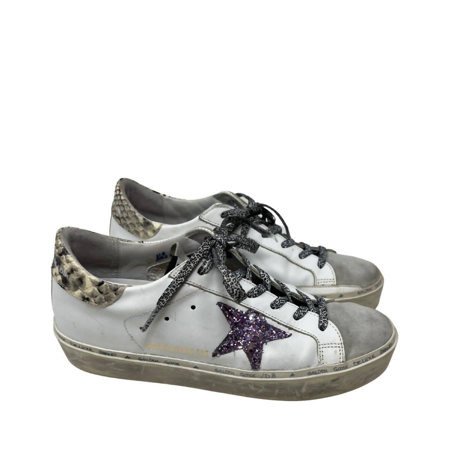 Image of Super-Star Sneakers In White, Purple, Snakeskin