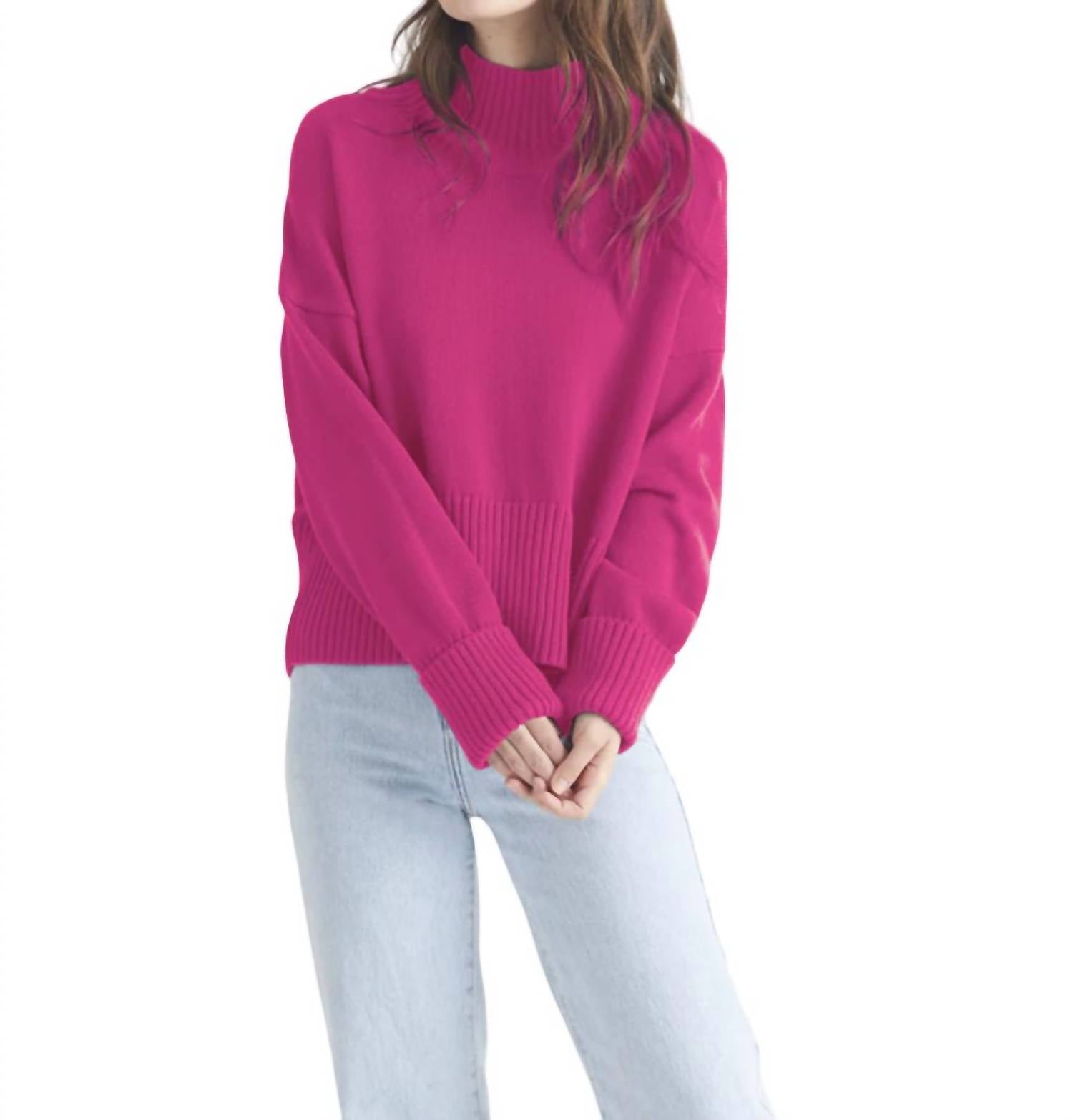 Shop 525 America Blair Mockneck Pullover In Fuchsia In Pink
