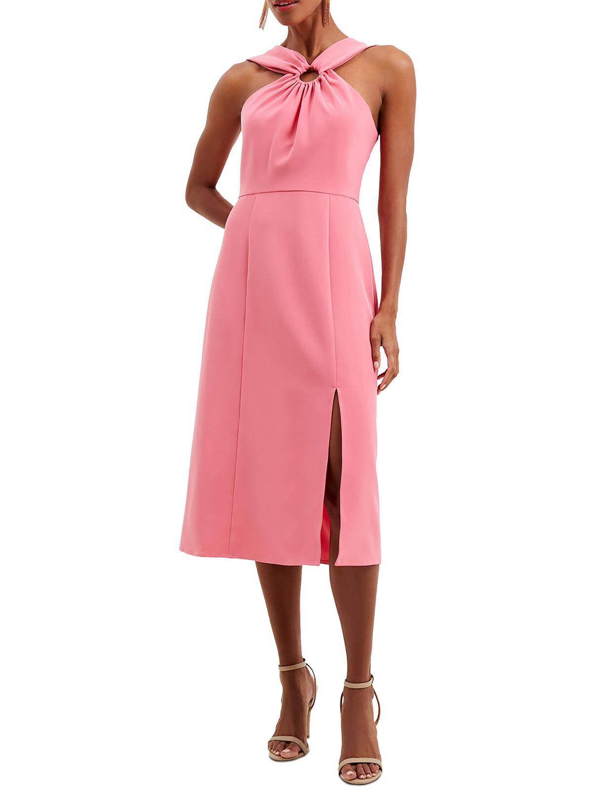 Shop French Connection Womens Halter O-ring Midi Dress In Pink