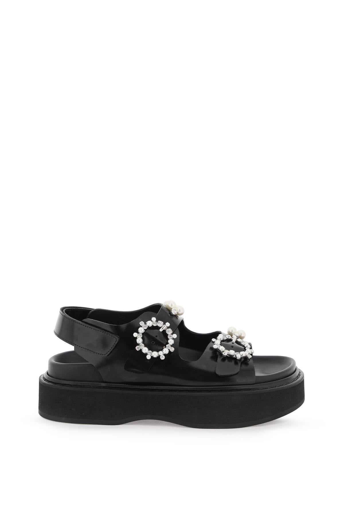 Simone Rocha Platform Sandals With Pearls And Crystals In Black