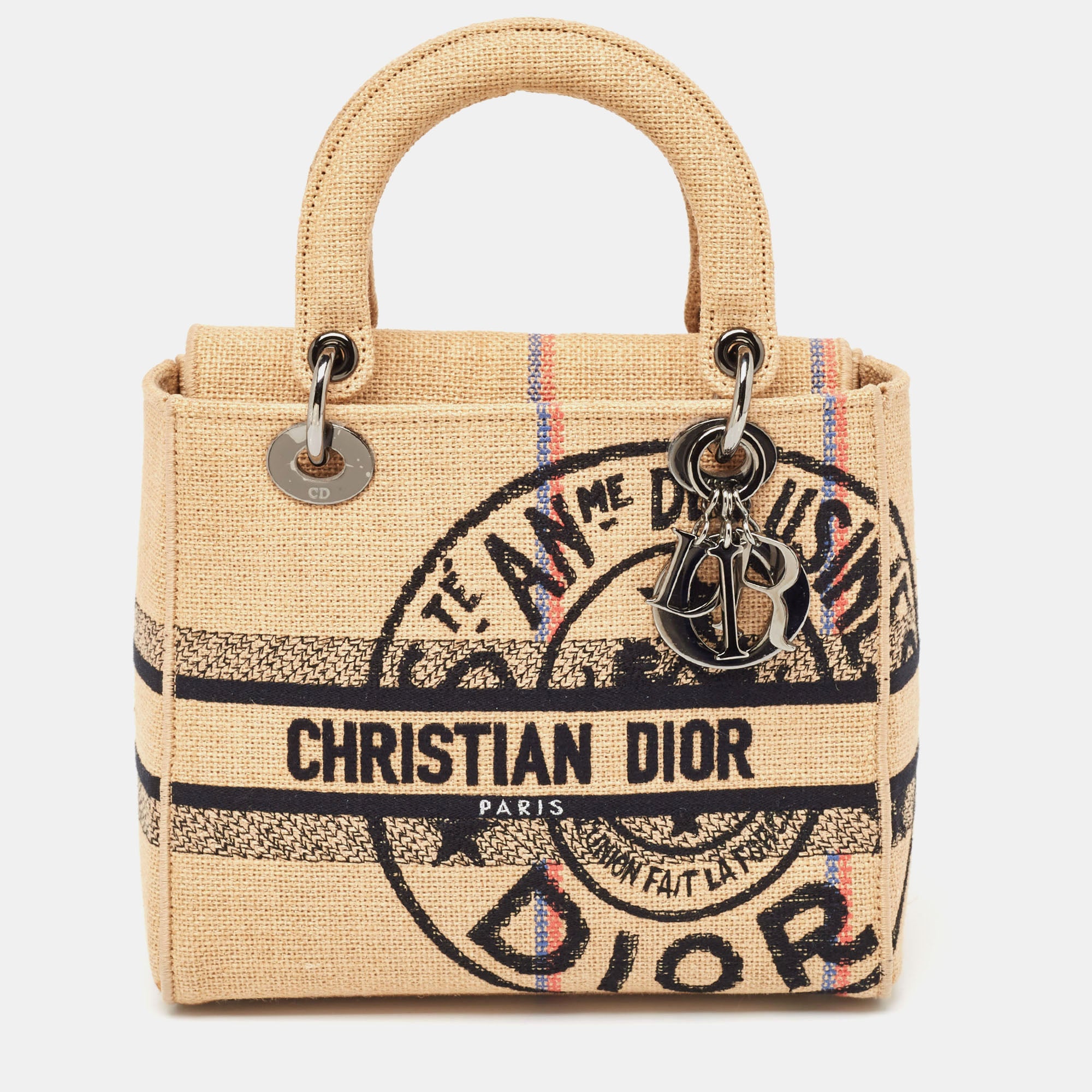 image of Dior  Jute Union Embroidered Medium Lady D-Lite Tote