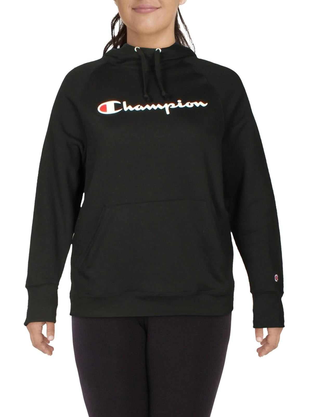 Shop Champion Plus Womens Gym Fitness Hoodie In Black