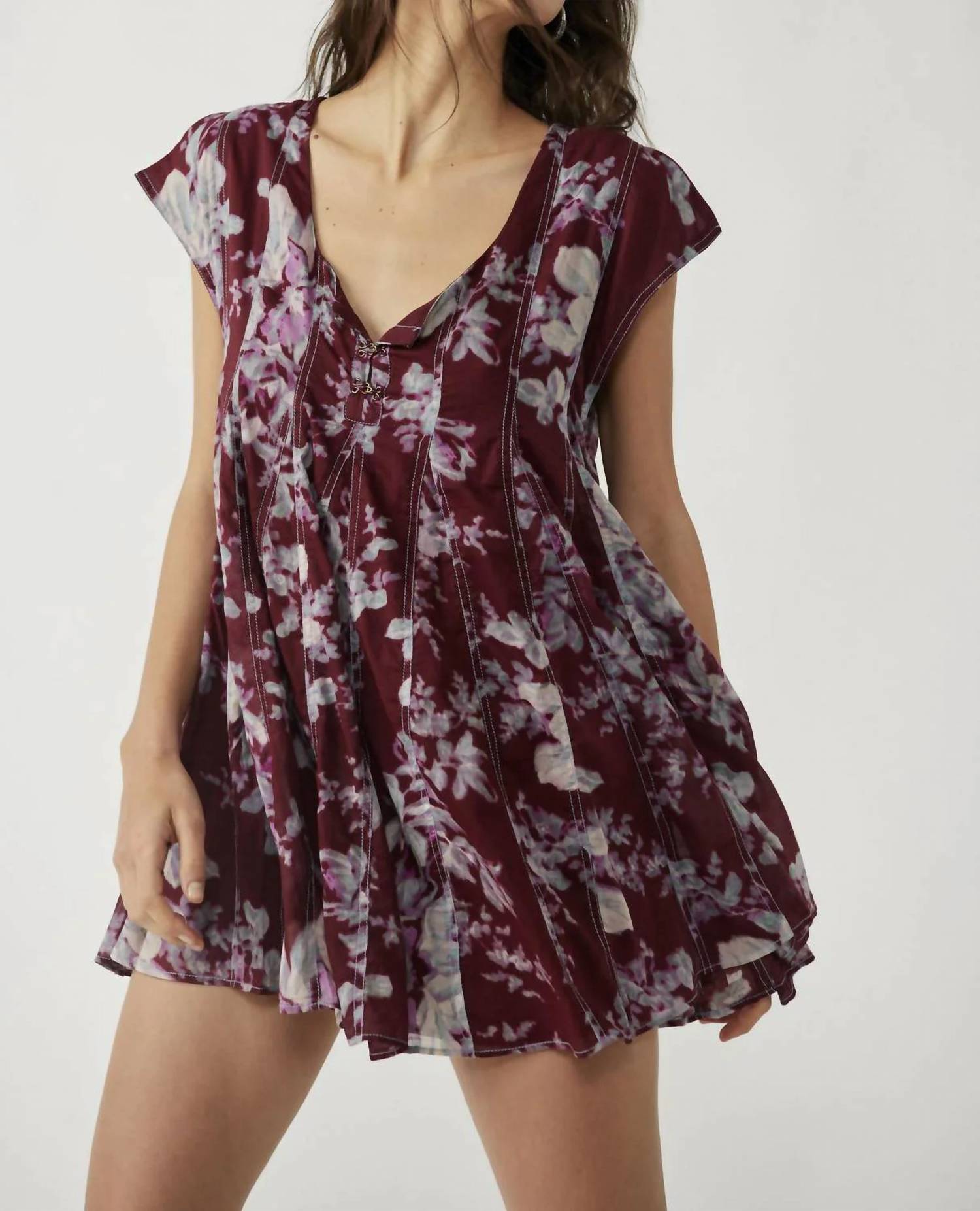 Shop Free People Sully Dress In Raisin Combo In Red