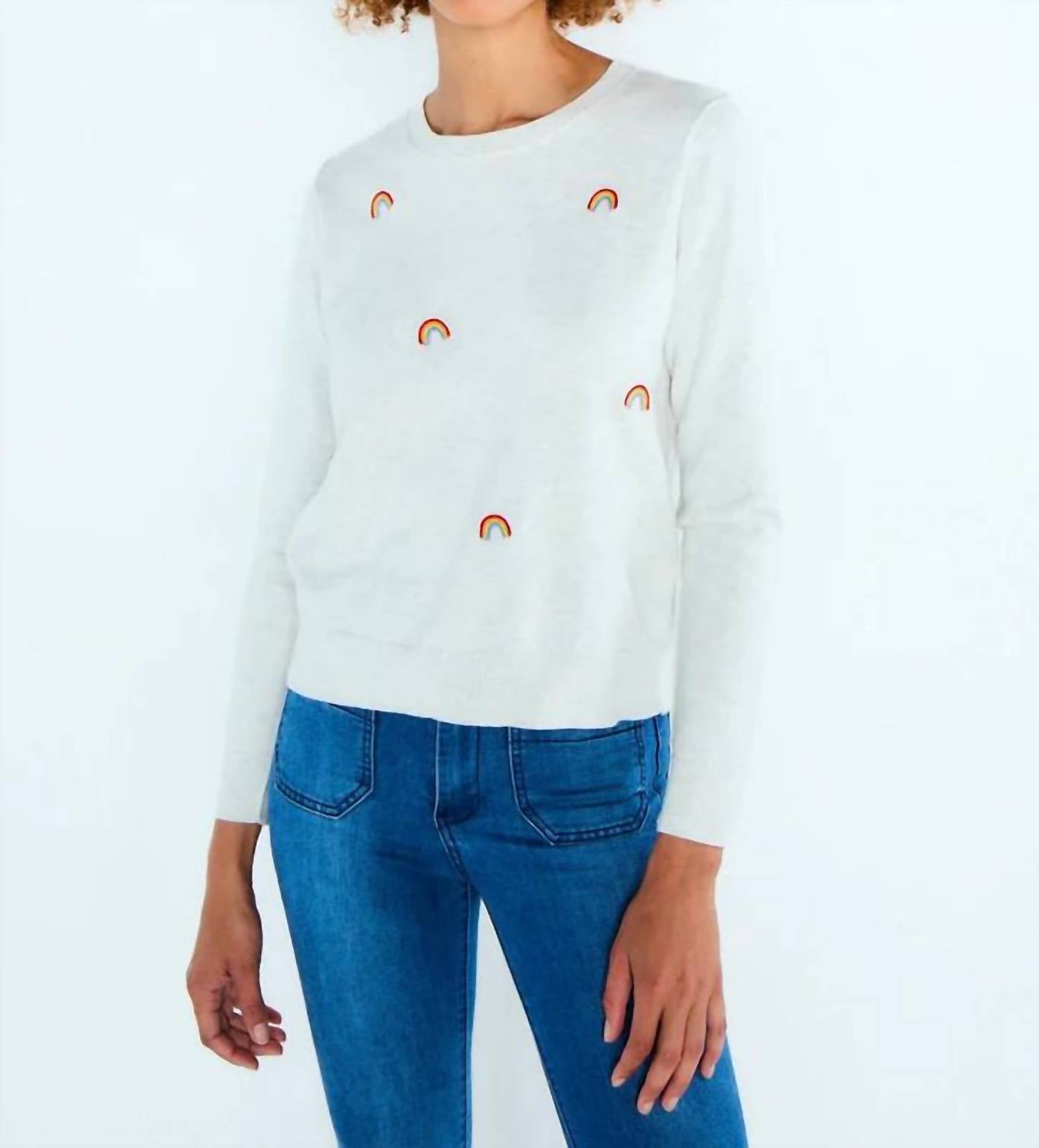 Shop Lisa Todd Over The Rainbow Sweater In Mineral In White