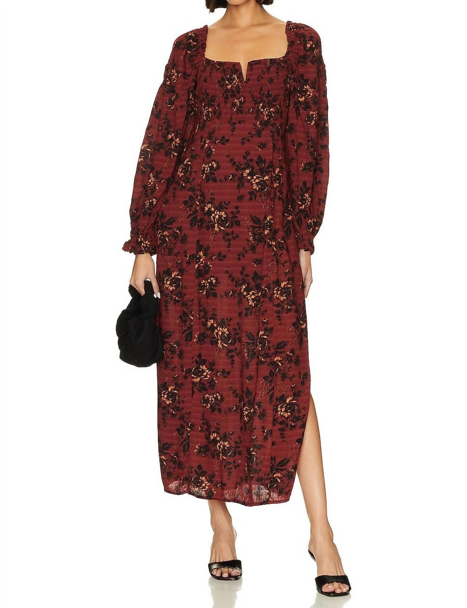 Shop Free People Jaymes Midi Dress In Burgundy Combo In Red