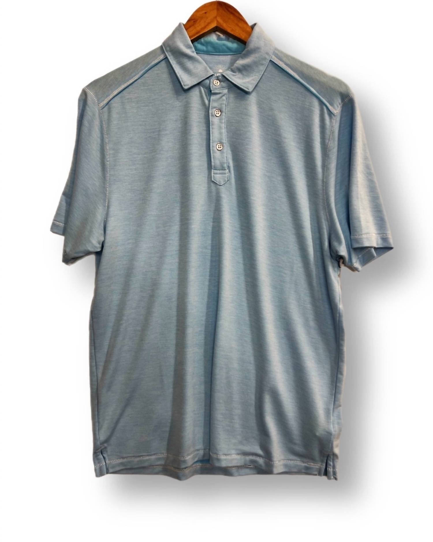 Shop True Grit Men French Terry Knit Polo In Turquoise In Grey