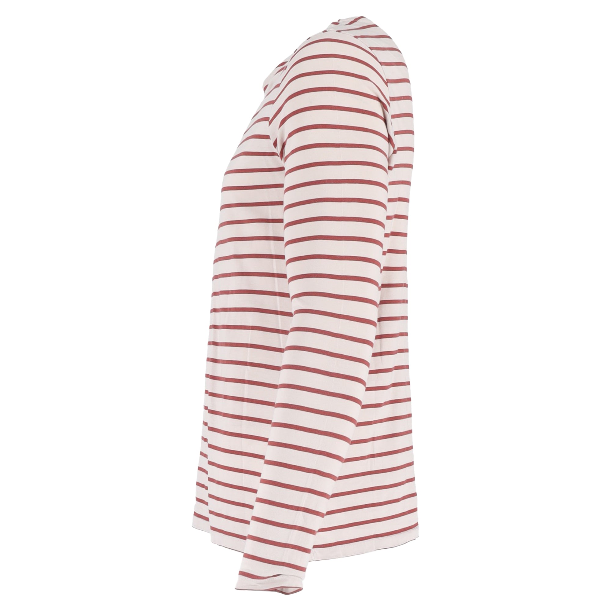 A.P.C Striped Crewneck Long Sleeve T-Shirt in Red Cotton