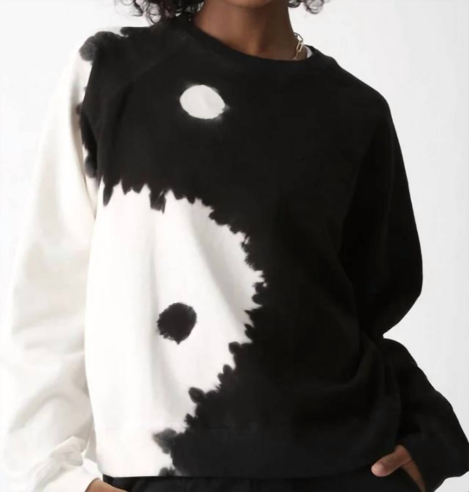 Shop Electric & Rose Ronan Pullover Yin Yang In Onyx/cloud In Black