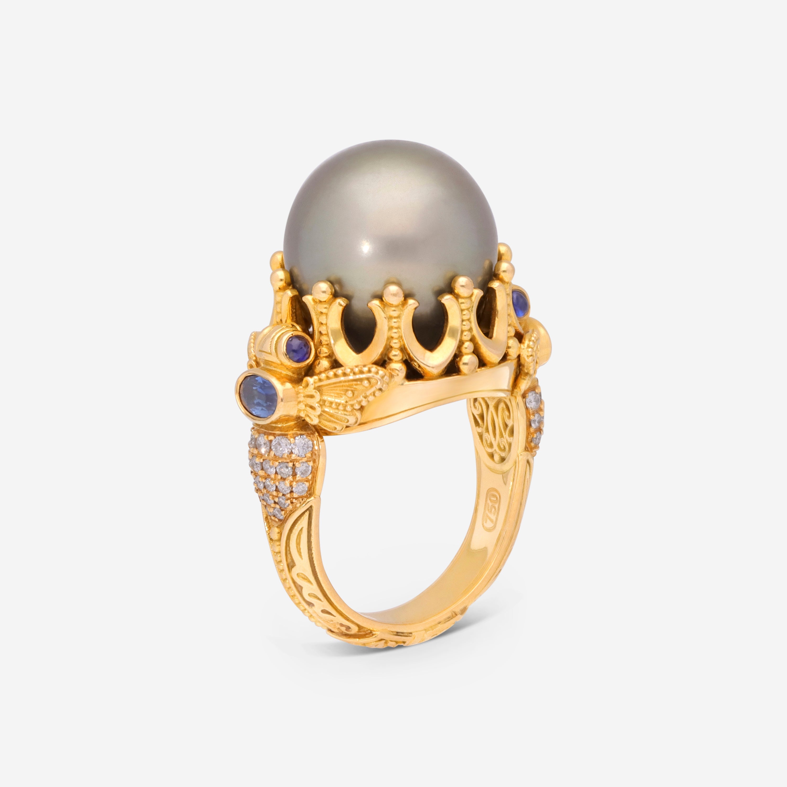Konstantino Melissa 18k Yellow Gold, Sapphire And Pearl Ring