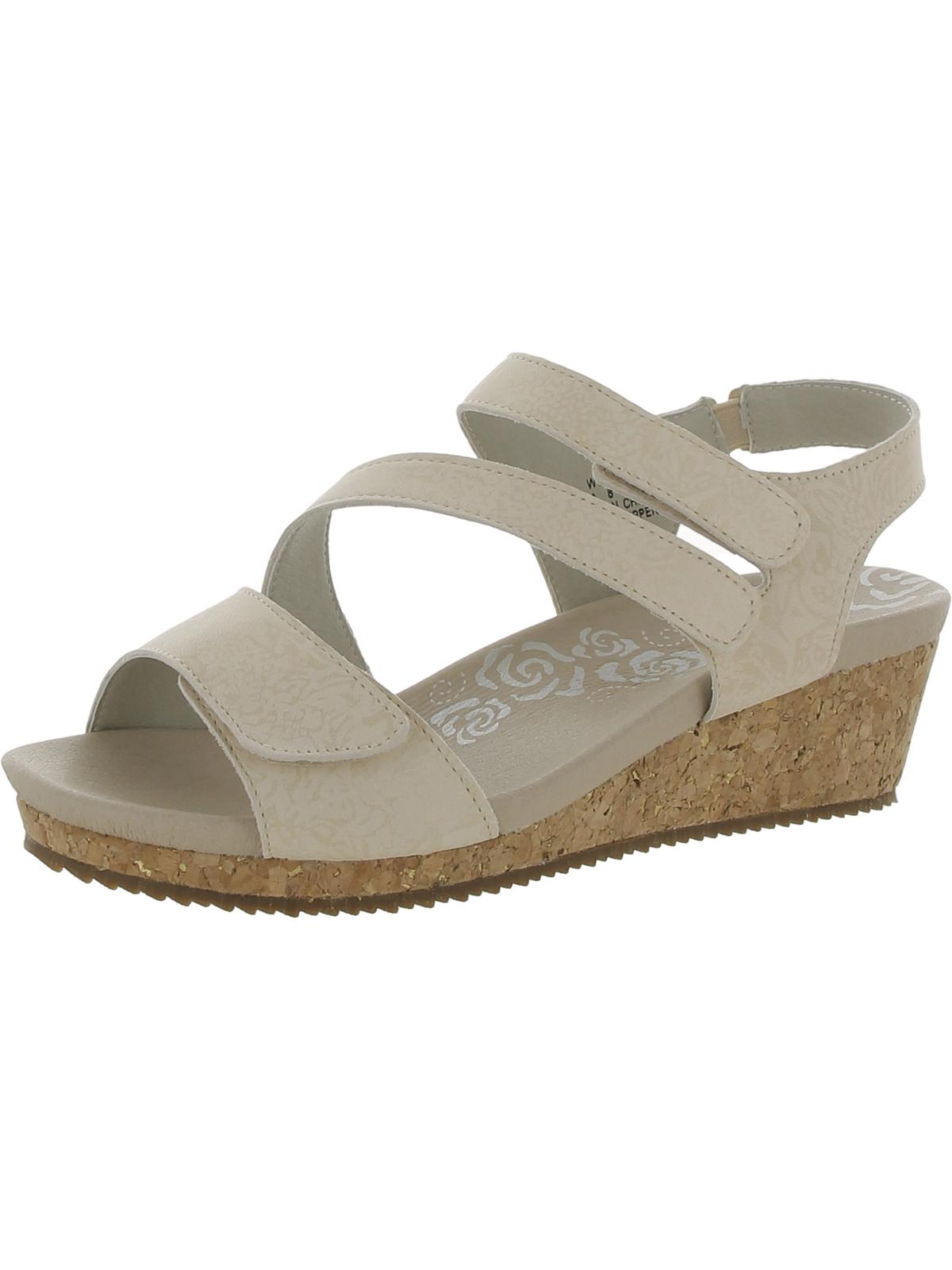 Propét Millie Womens Leather Casual Wedge Sandals In Beige