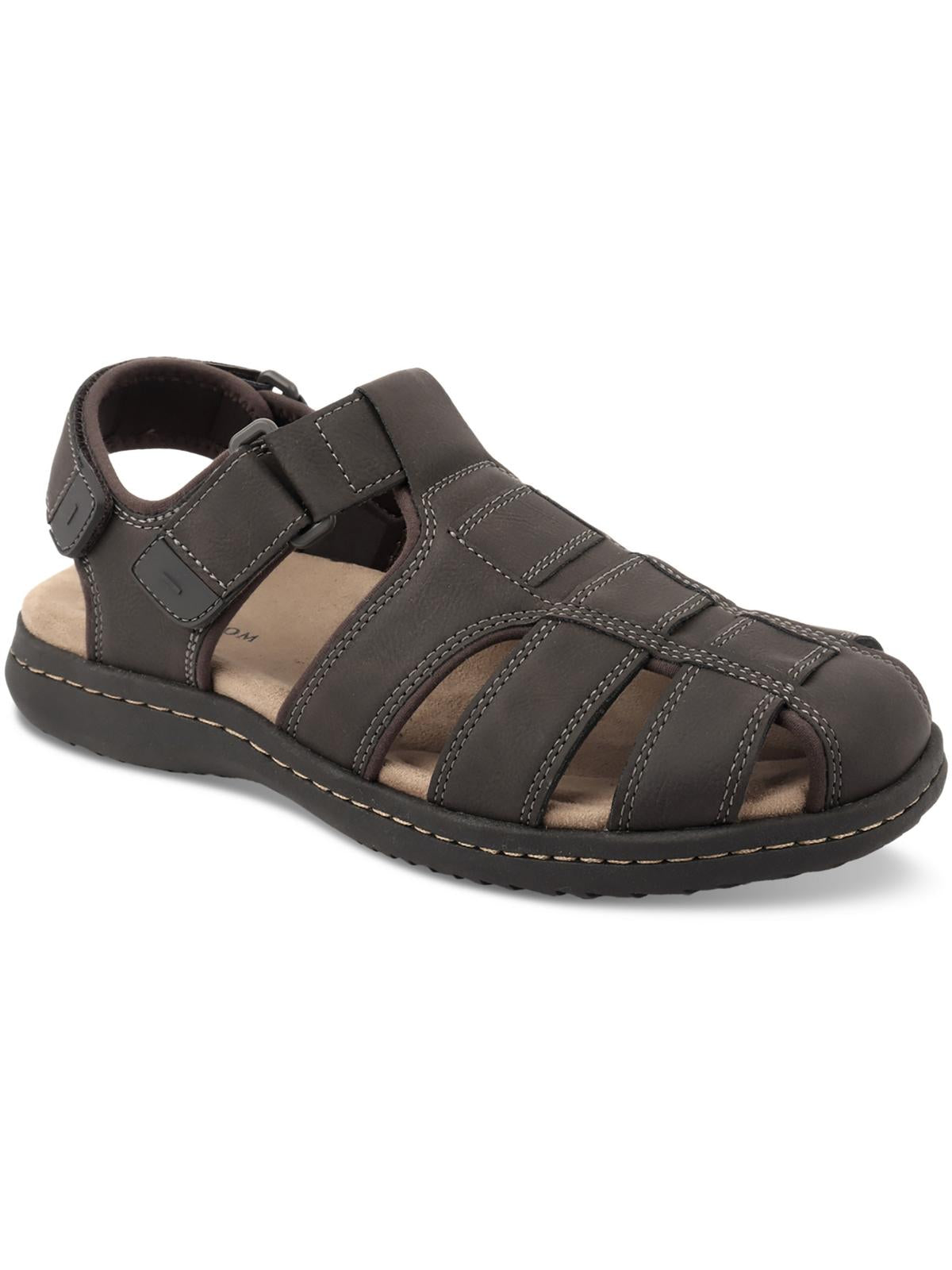Club Room Justin Mens Faux Leather Adjustable Fisherman Sandals In Grey