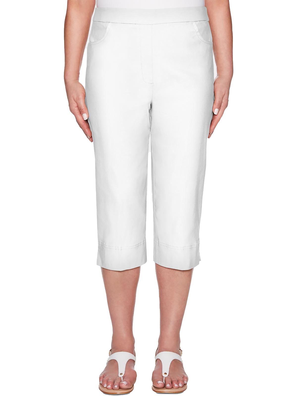 Alfred Dunner Petites Womens Slim Modern Fit Capri Pants In White