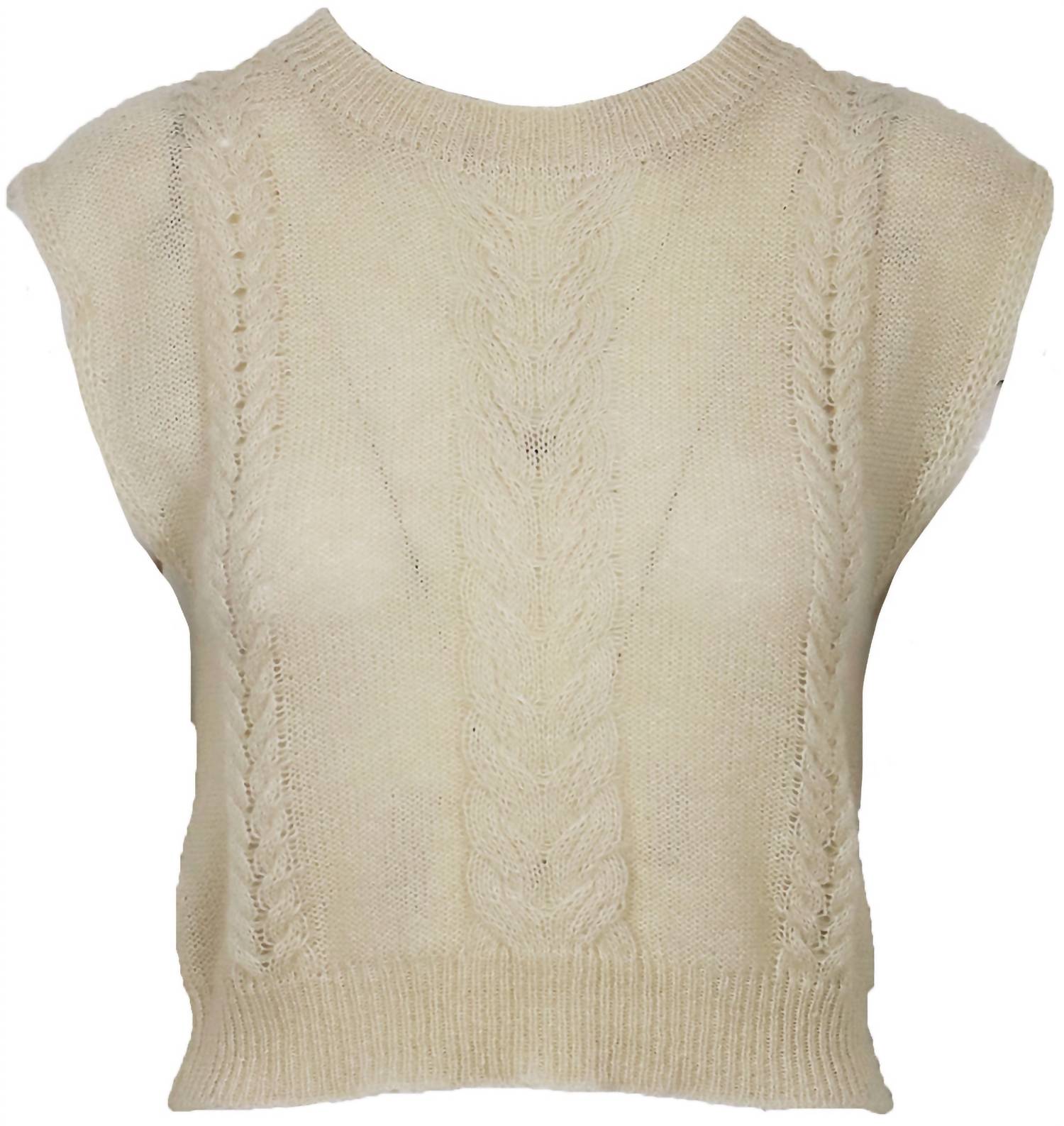 Shop Lucy Paris Quentin Cable Knit Top In Cream In Beige