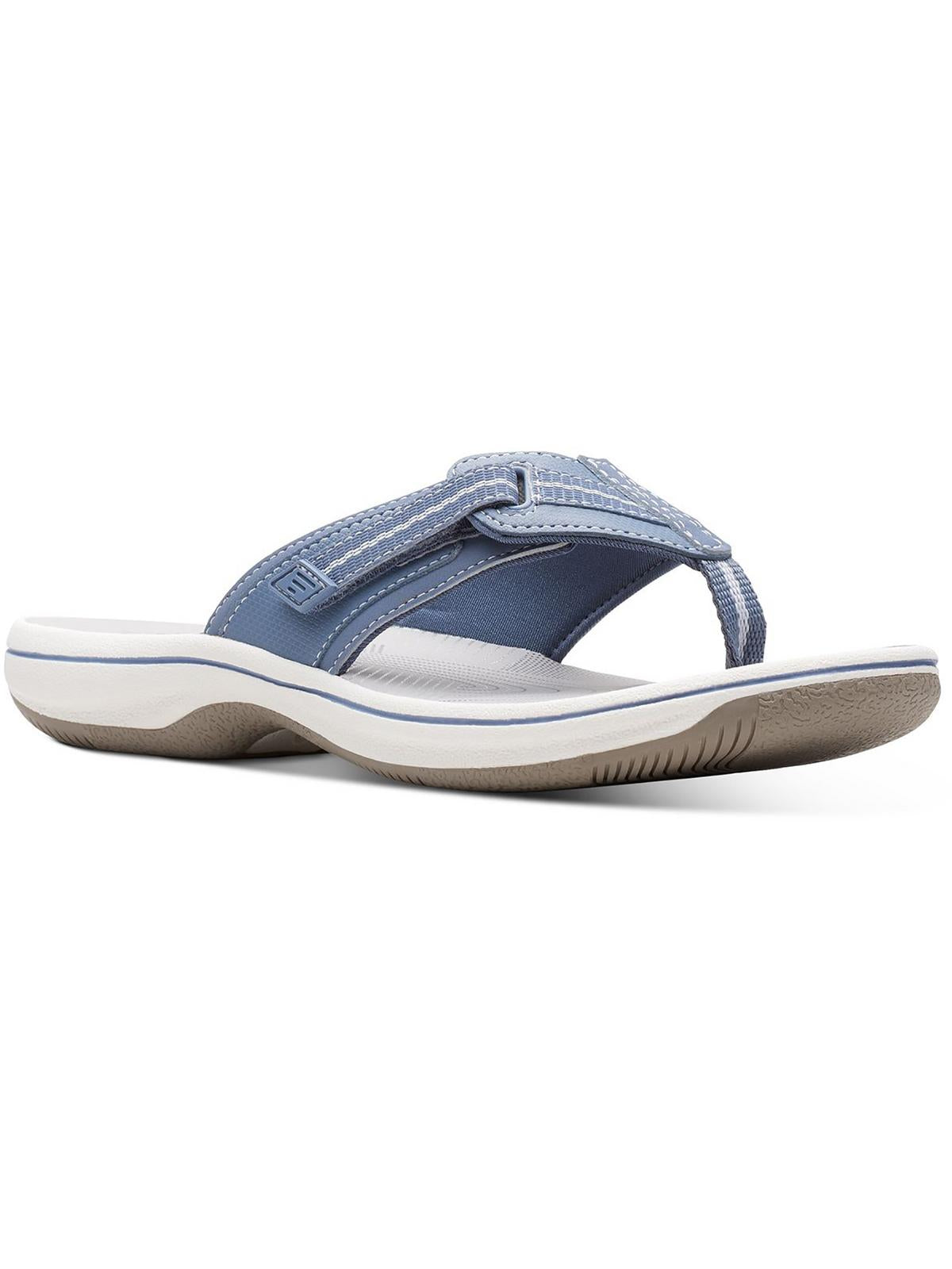 Shop Cloudsteppers By Clarks Brinkley Jazzh Womens Toe-post Cushioned Footbed Flip-flops In Blue