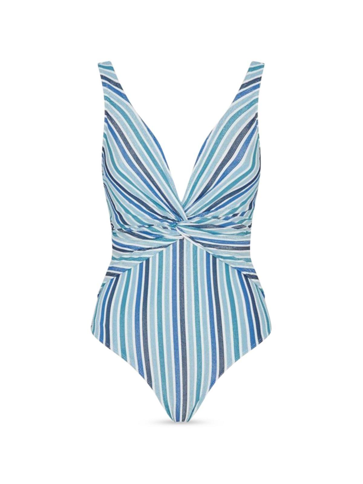 Shop Jonathan Simkhai Womens Striped Lined One-piece Swimsuit In Blue