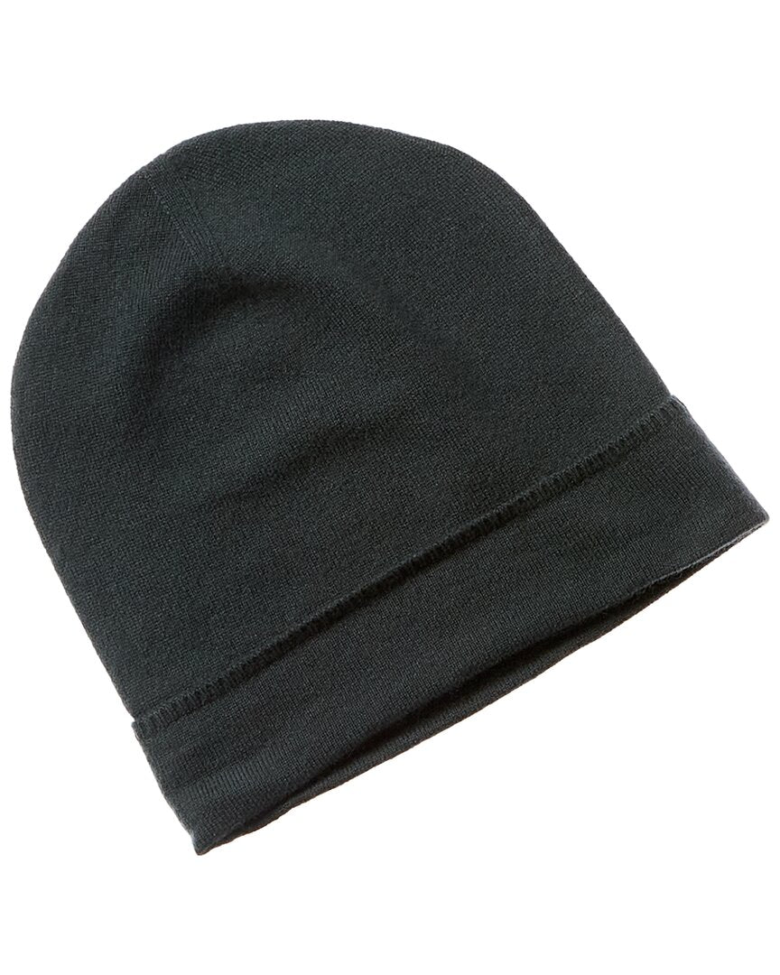 Qi Cashmere Jersey Cuffed Cashmere Beanie In Black