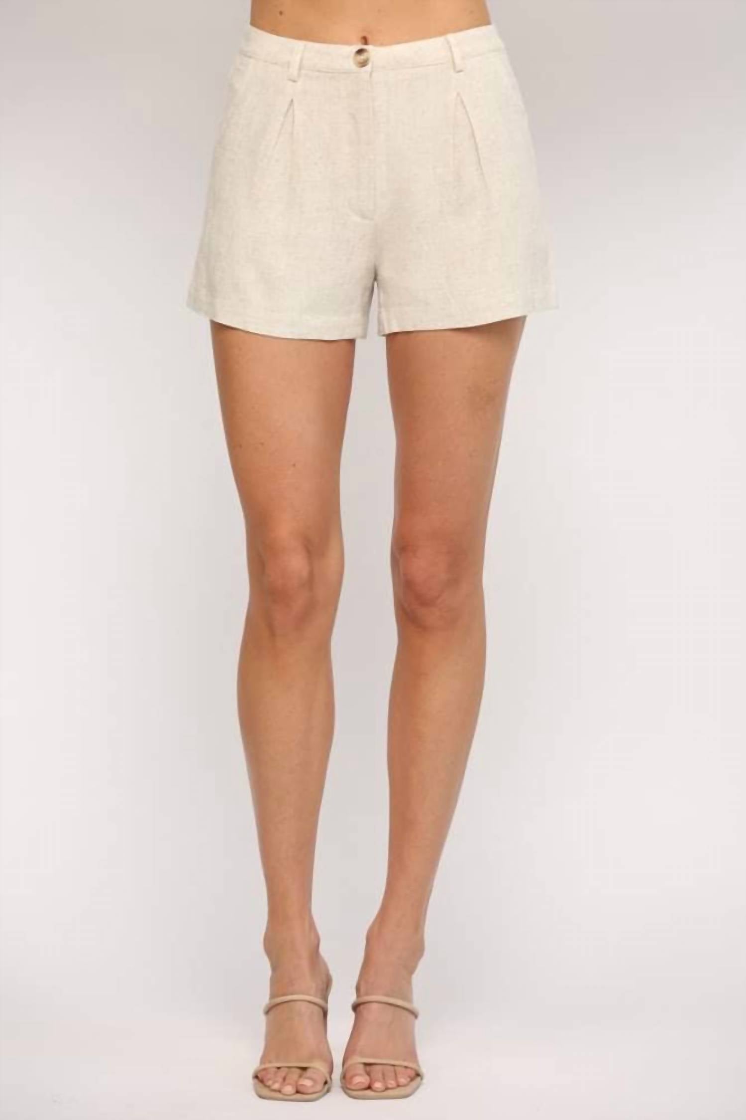 Shop Fate Linen Short In Cream In Beige