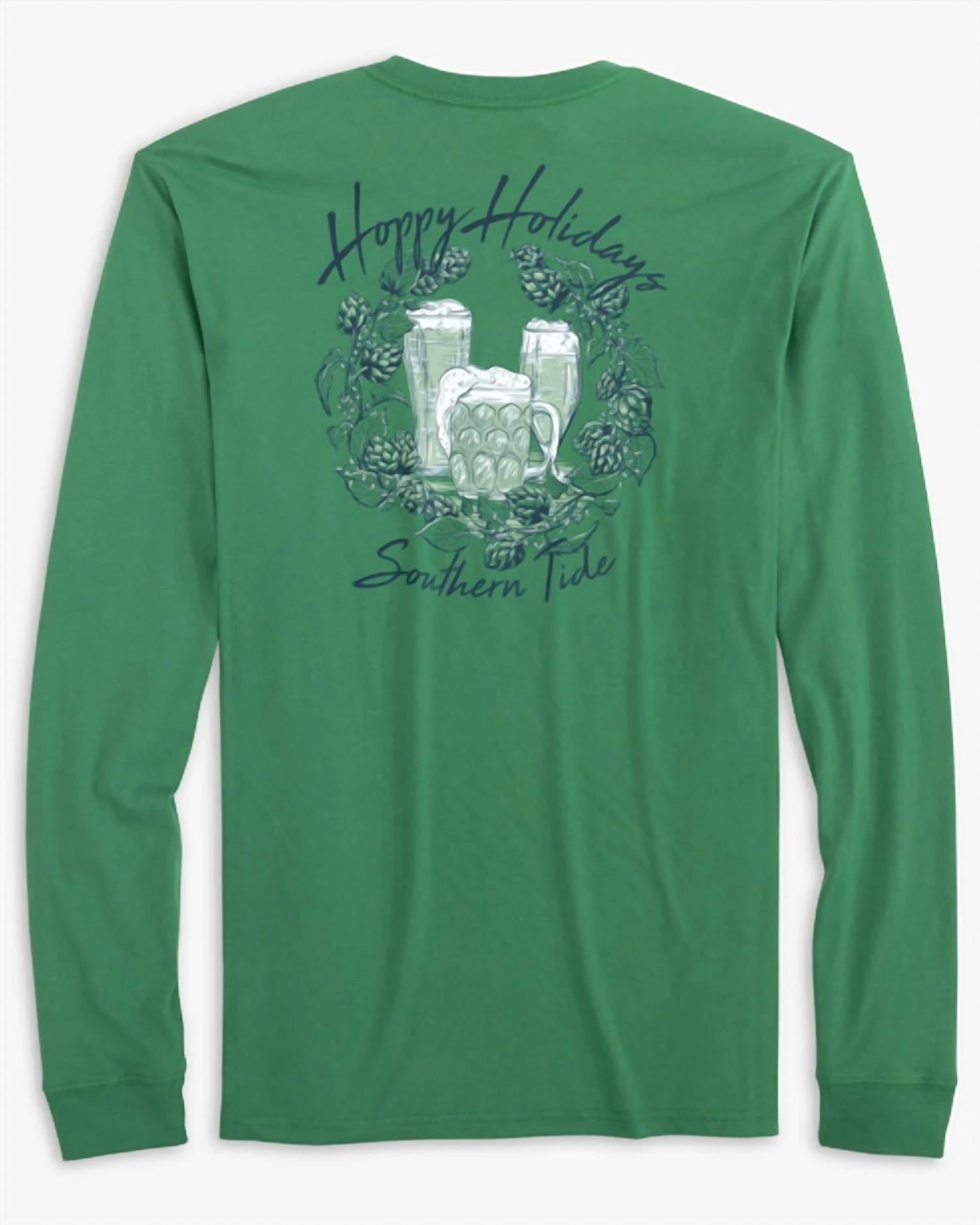 Shop Southern Tide Hoppy Holidays Long Sleeve T-shirt In Green