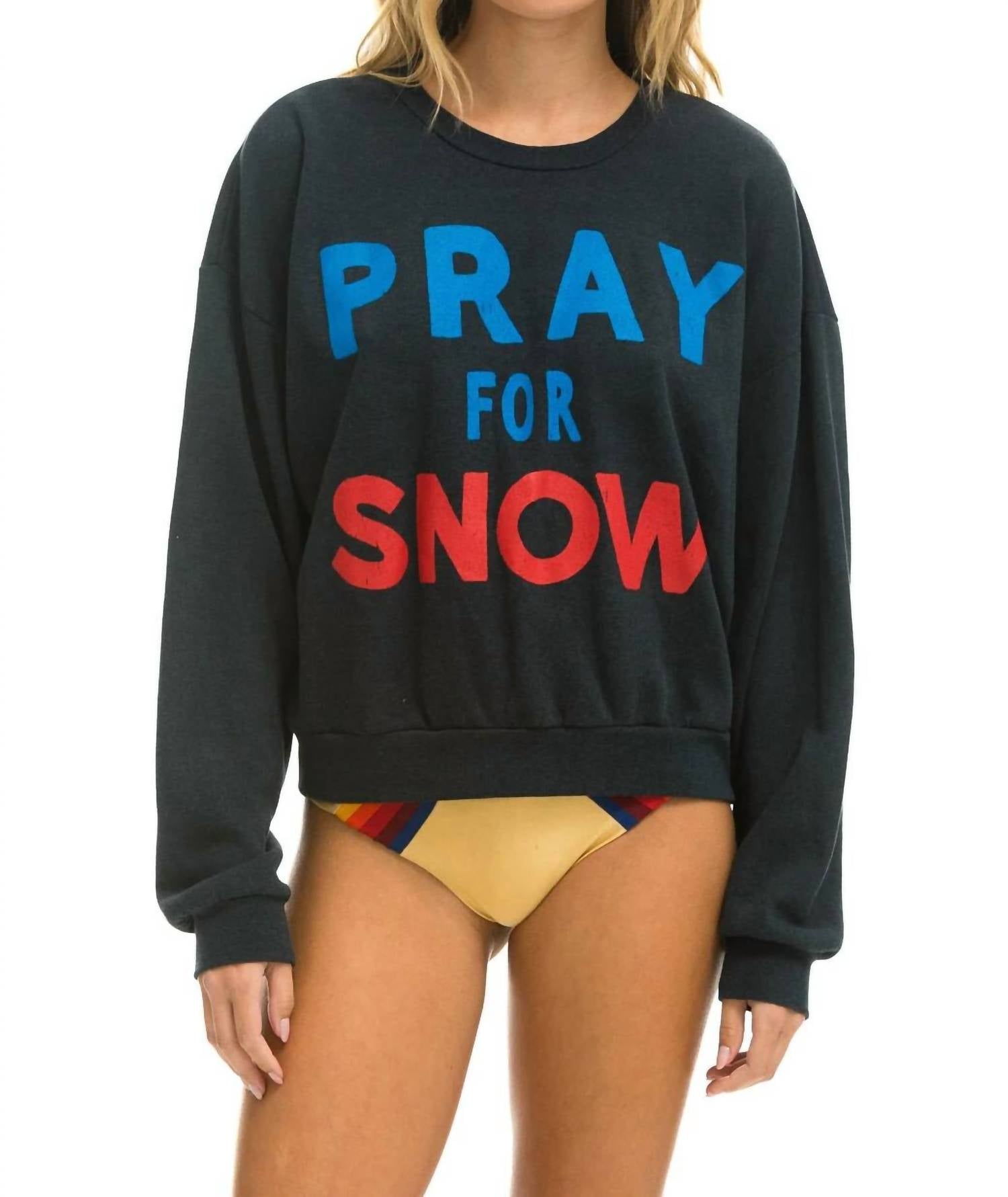 Aviator Nation Pray For Snow Sweatshirt In Charcoal In Green