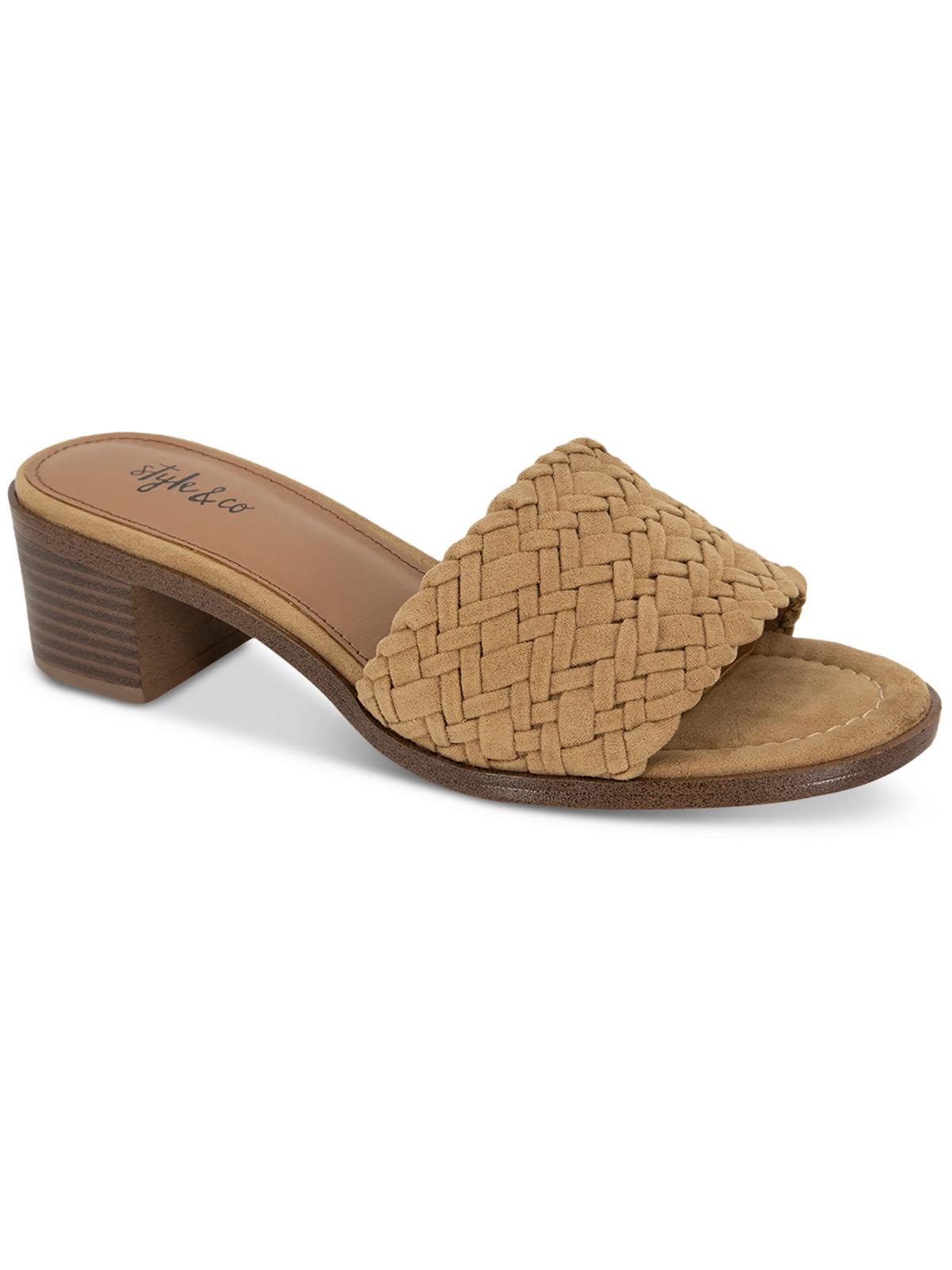 Shop Style & Co Cassandraa Womens Woven Slip-on Slide Sandals In Brown