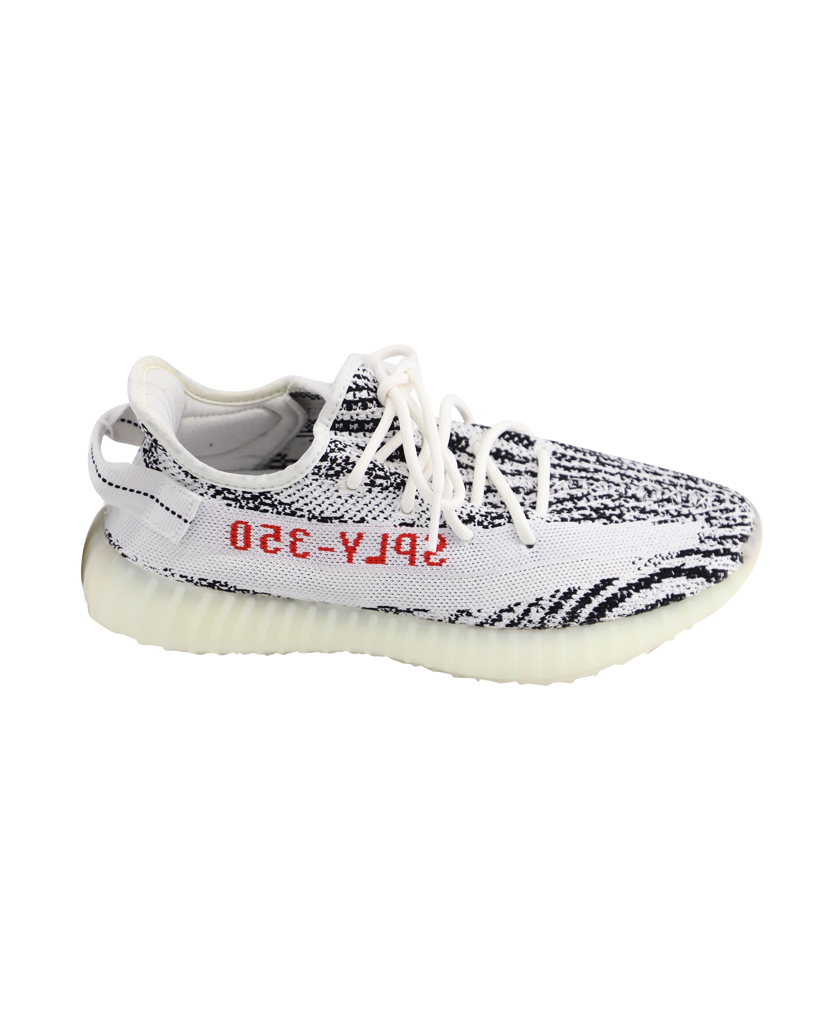 image of Adidas Yeezy Boost 350 V2 Zebra Sneakers in White Cotton