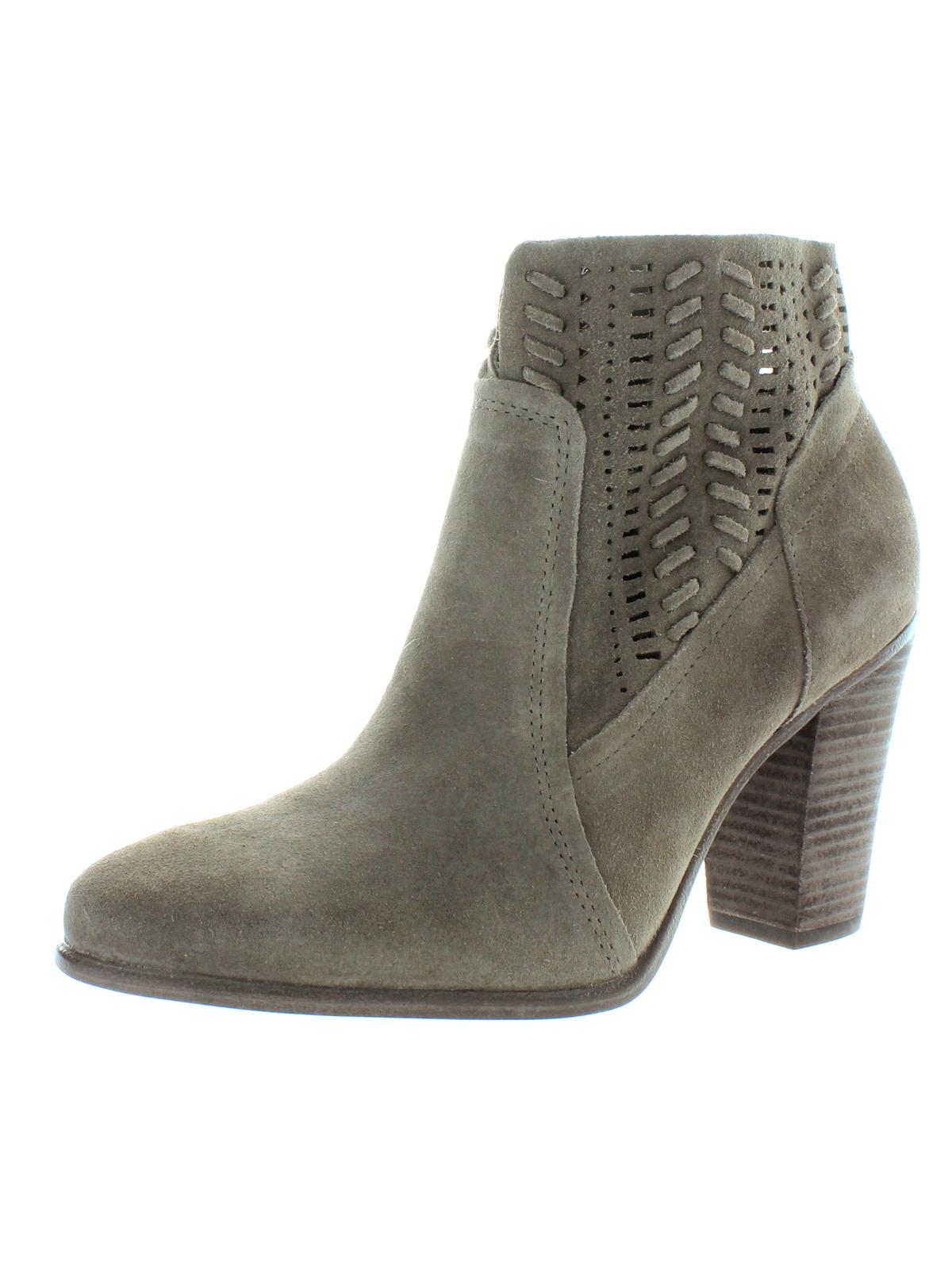 Vince Camuto Fenyia Womens Suede Block Heel Ankle Boots In Gray