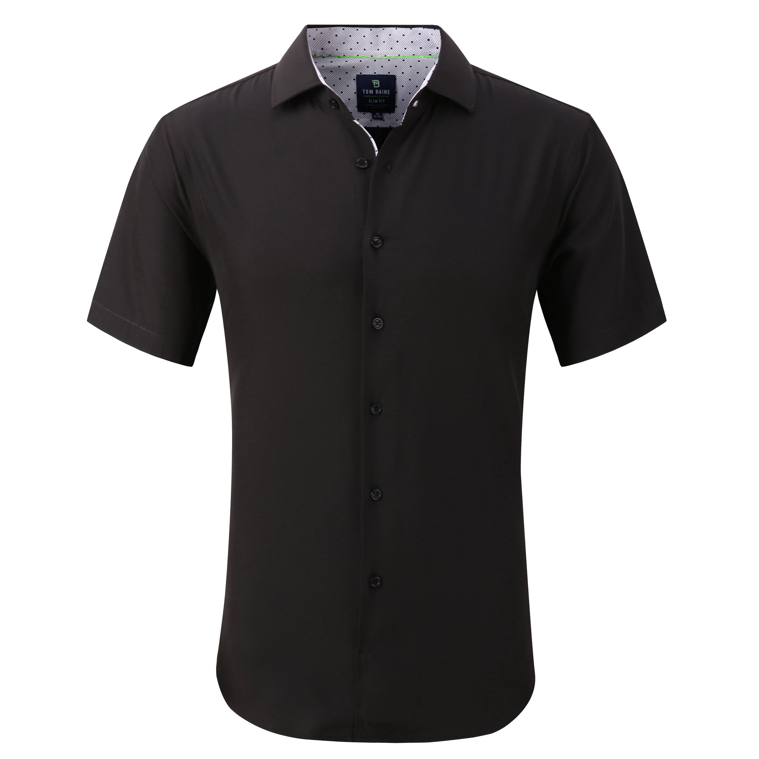 Shop Tom Baine Slim Fit Performance Short Sleeve Solid Button Down In Black
