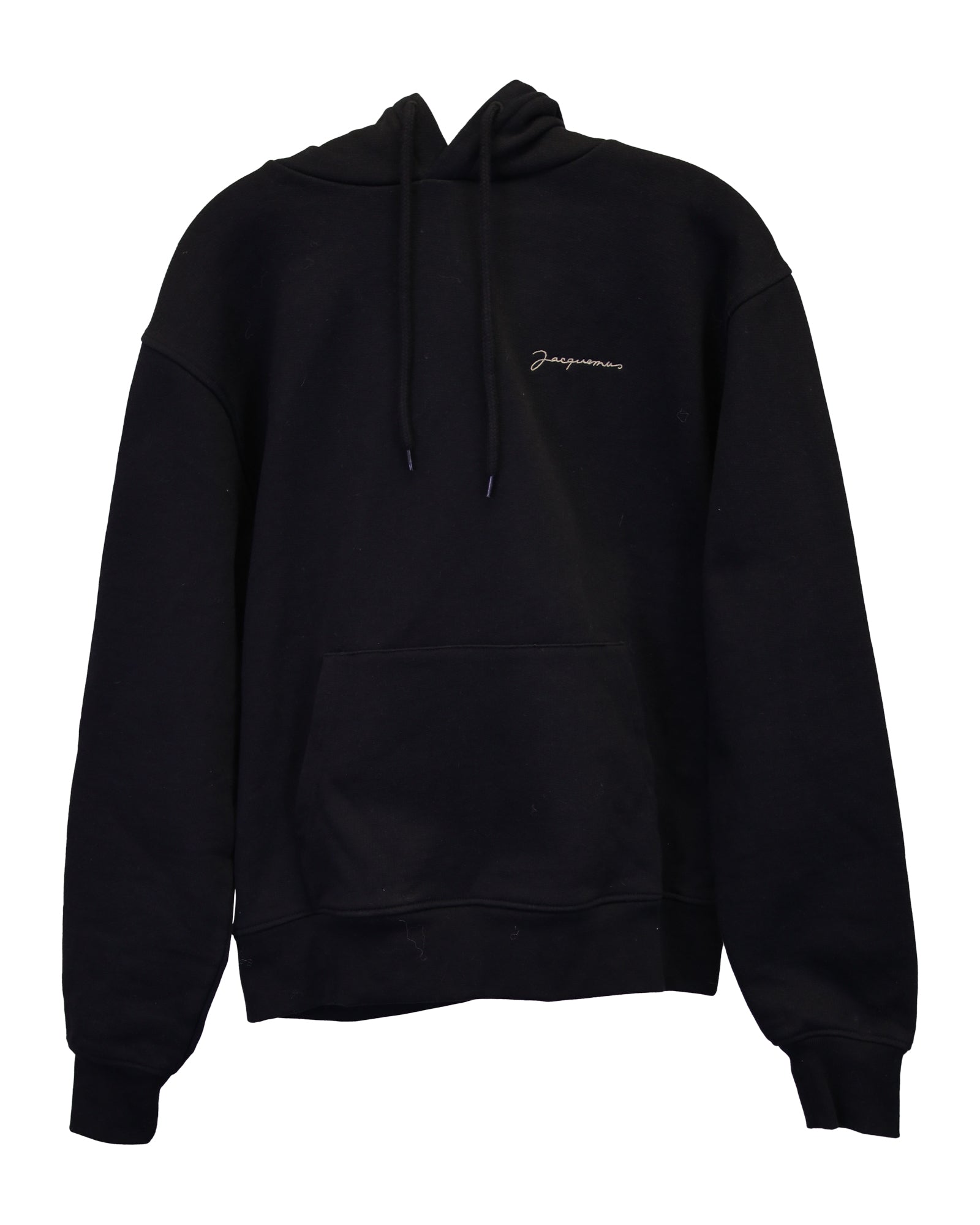 image of Jacquemus Le Sweatshirt Brode Hoodie in Black Cotton