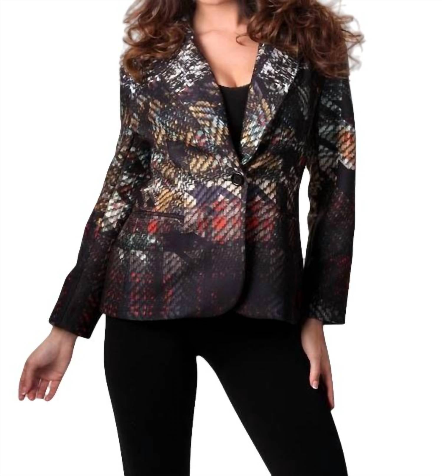 Shop Angel Graphic Blazer In Blackmulti