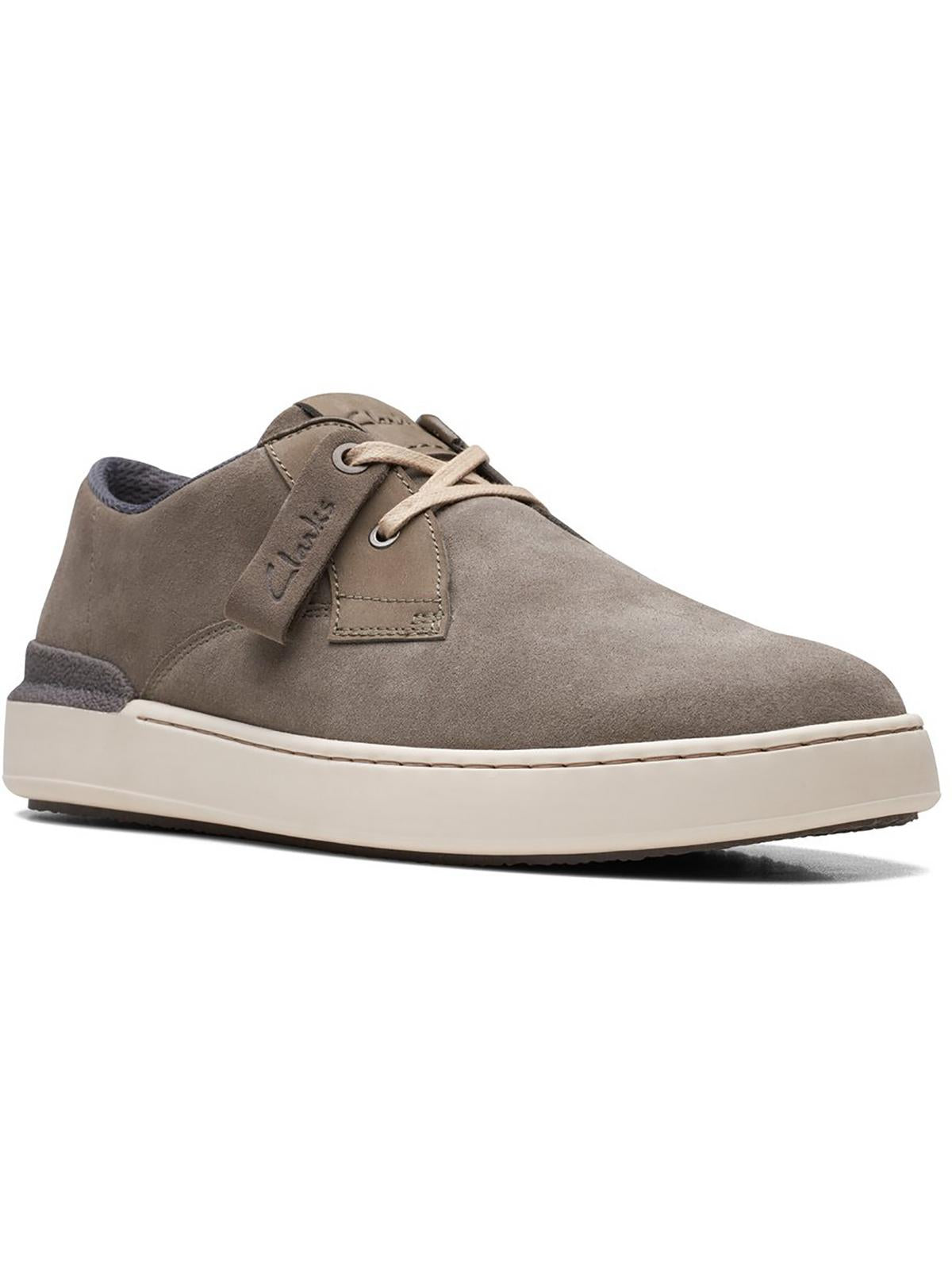 Shop Clarks Courtlite Khan Mens Leather Lifestyle Casual And Fashion Sneakers In Grey