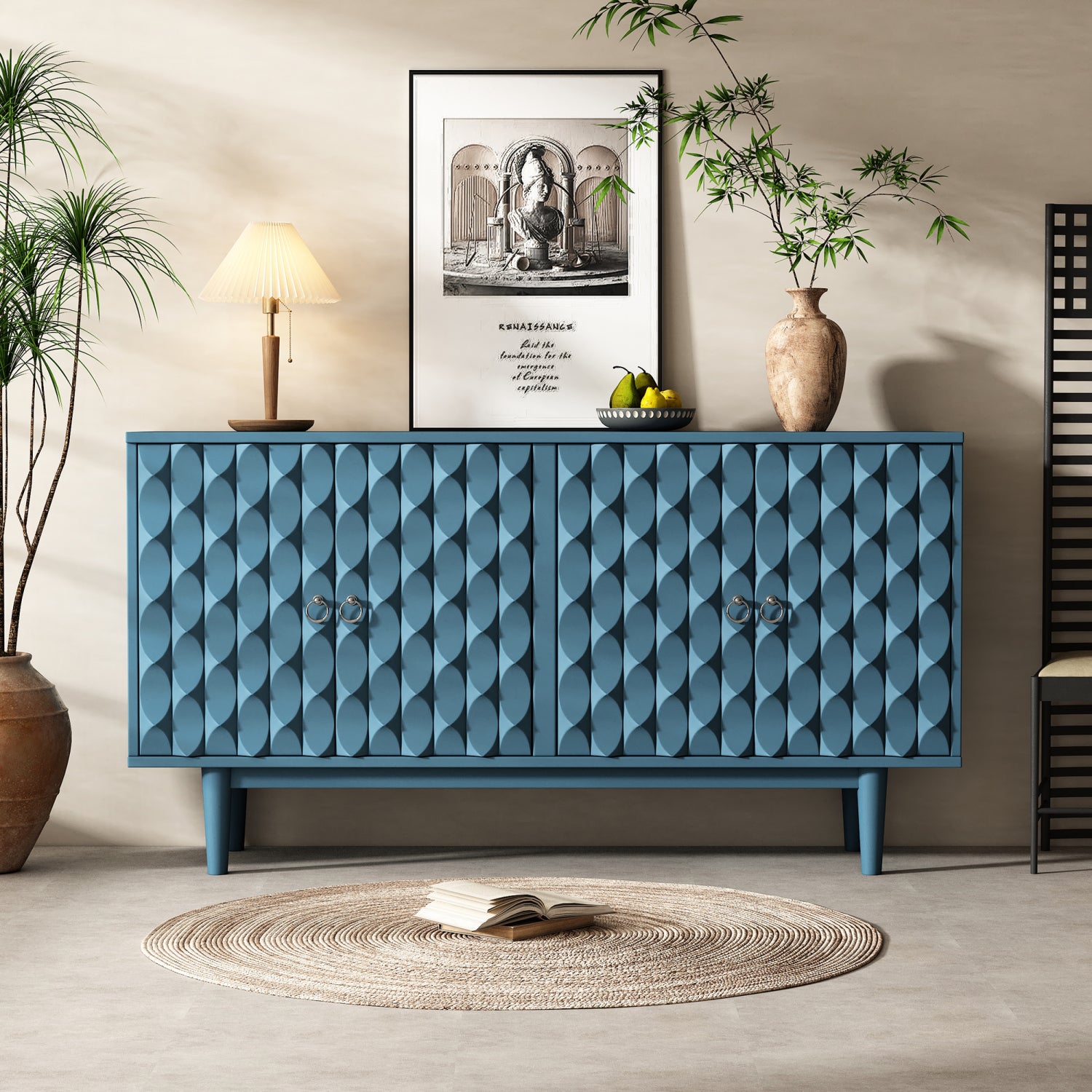 Streamdale Modern Sideboard with Convex Doors (Navy)