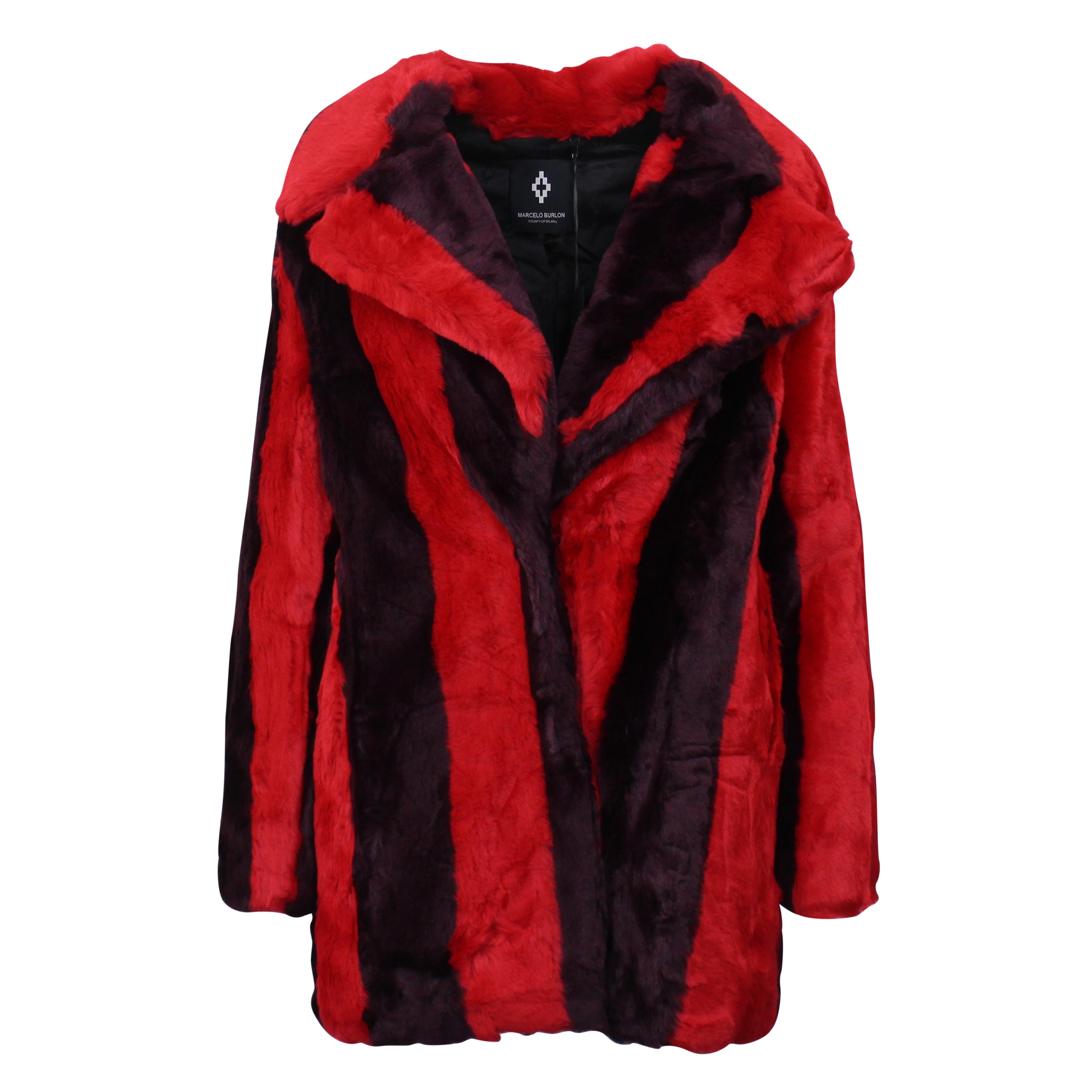 Marcelo Burlon County Of Milan Red/purple Stripes Fake Fur Jacket