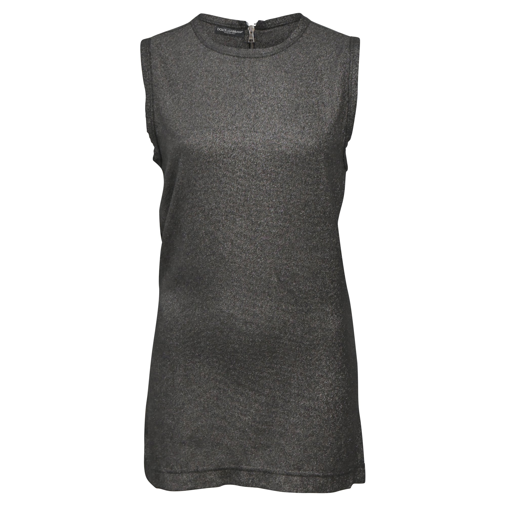 image of Dolce & Gabbana Glittery Sleeveless Top in Grey Cotton