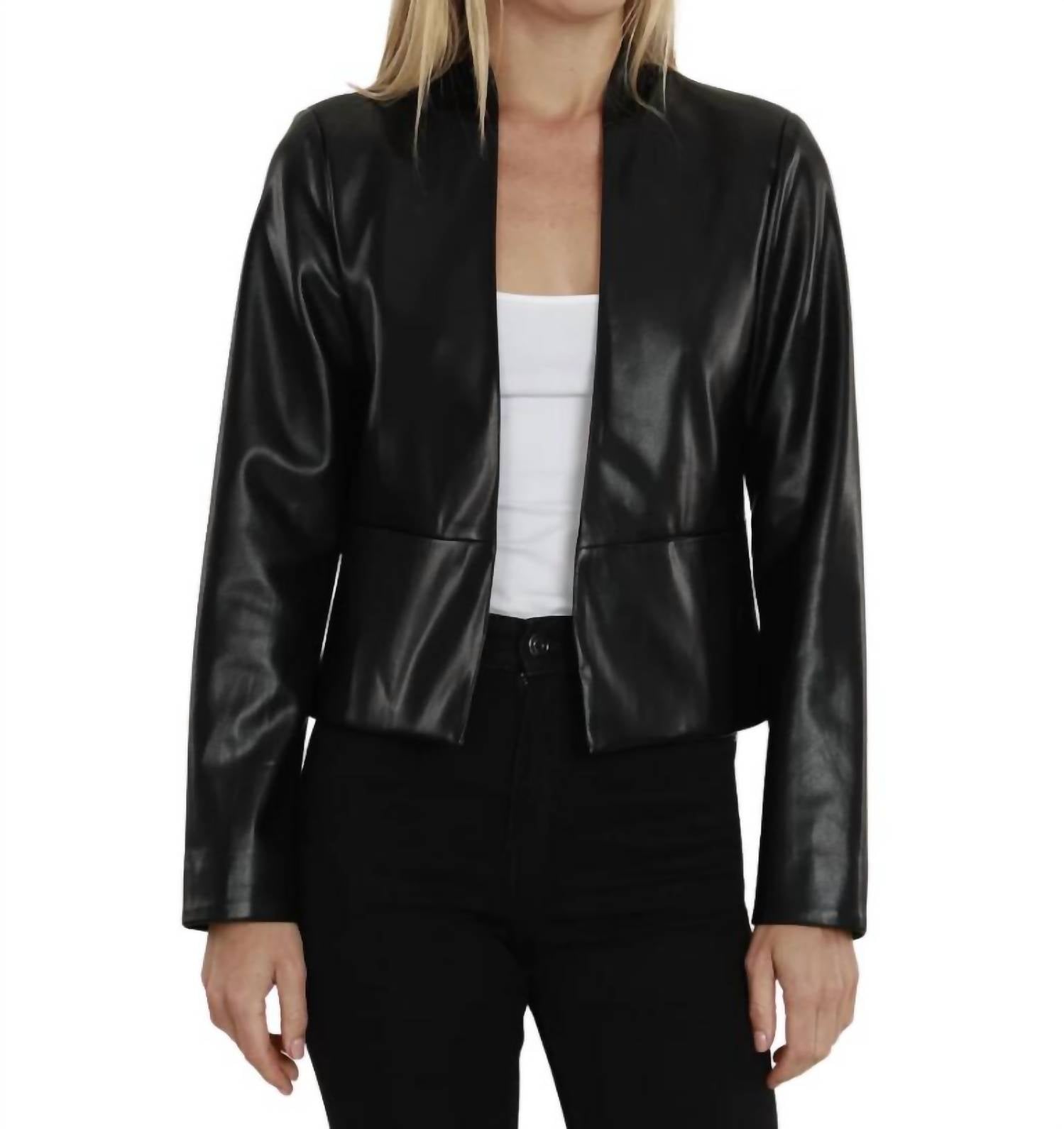 Dolce Cabo Tailored Faux Leather Jacket In Black