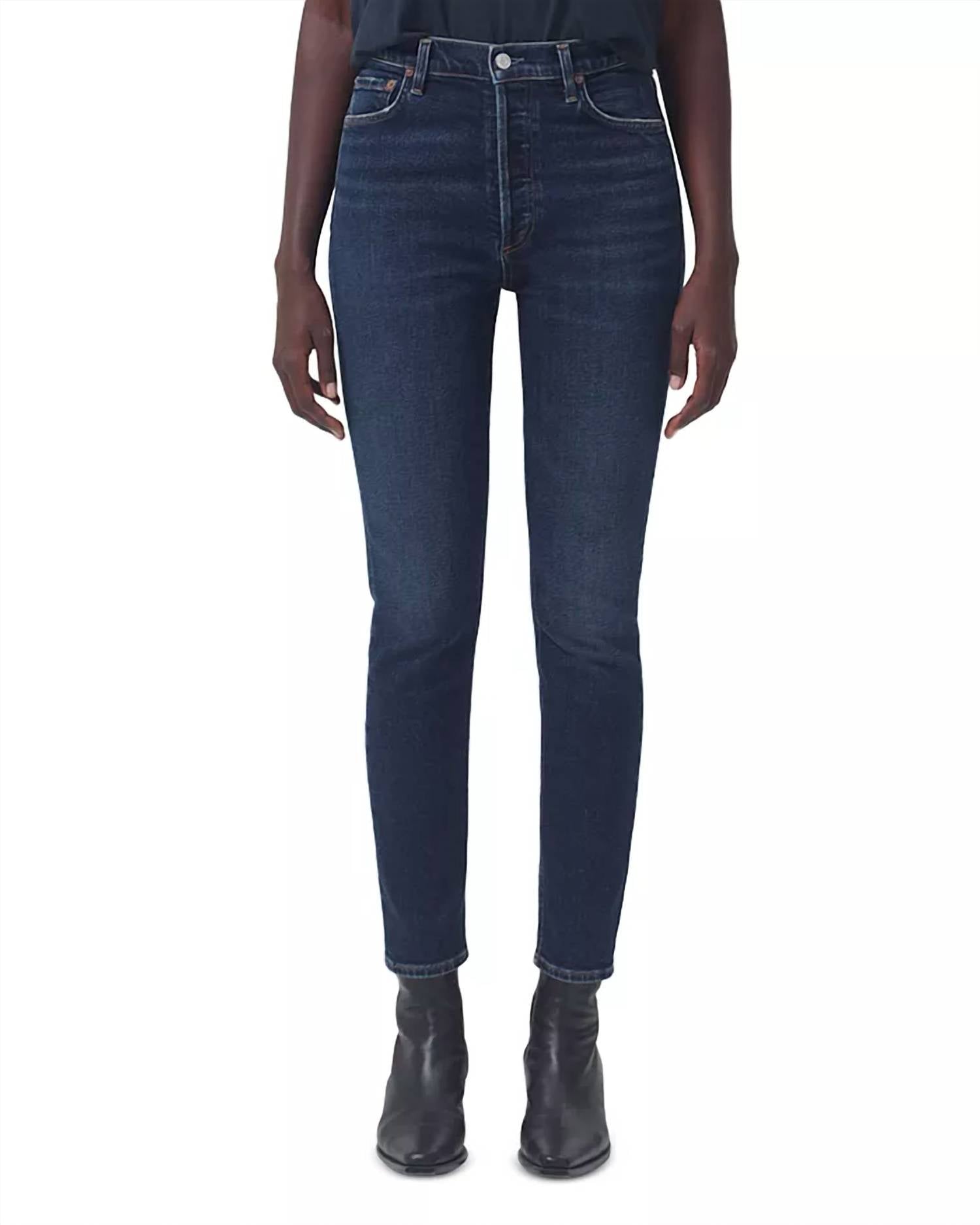 Shop Agolde Nico High Rise Slim Leg Jeans In Ovation In Blue