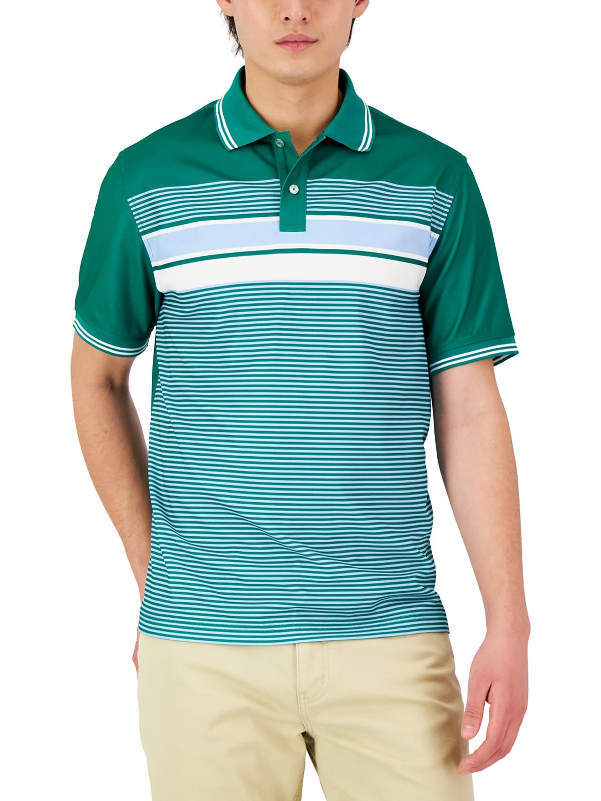 Club Room Variegated Mens Striped Moisture Wicking Polo In Multi
