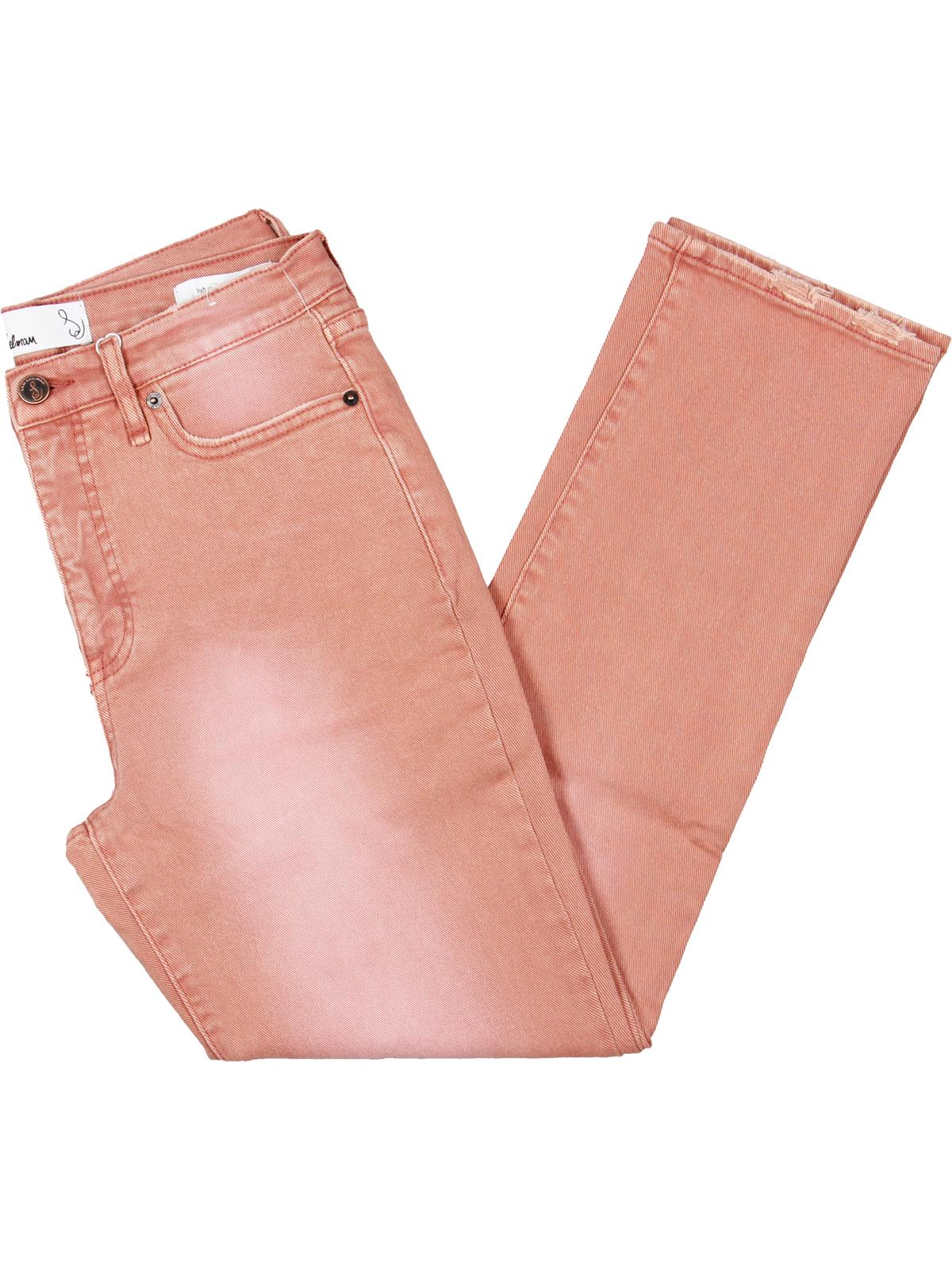 Sam Edelman Womens High Rise Slim Straight Leg Jeans In Pink