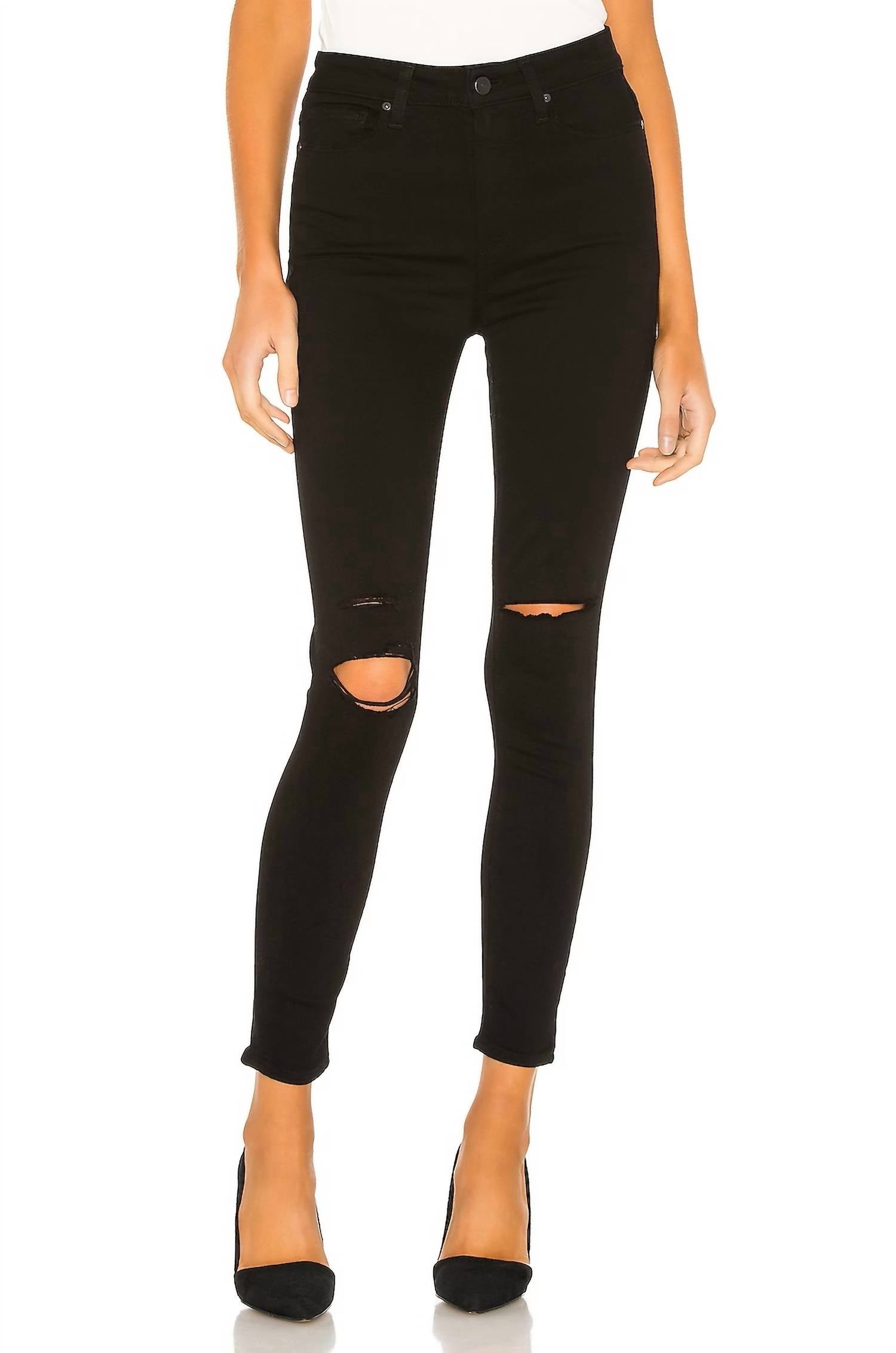 Shop Paige Margot Ankle Jean In Black Anchor Distressed