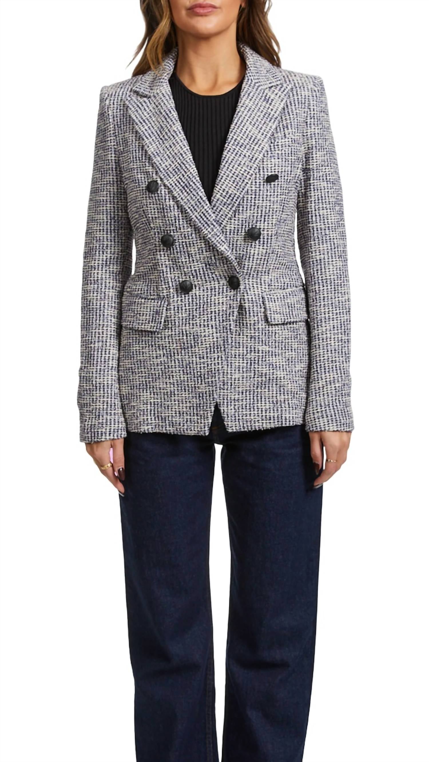 Rag & Bone Preston Cotton Blazer In Navy In Gray