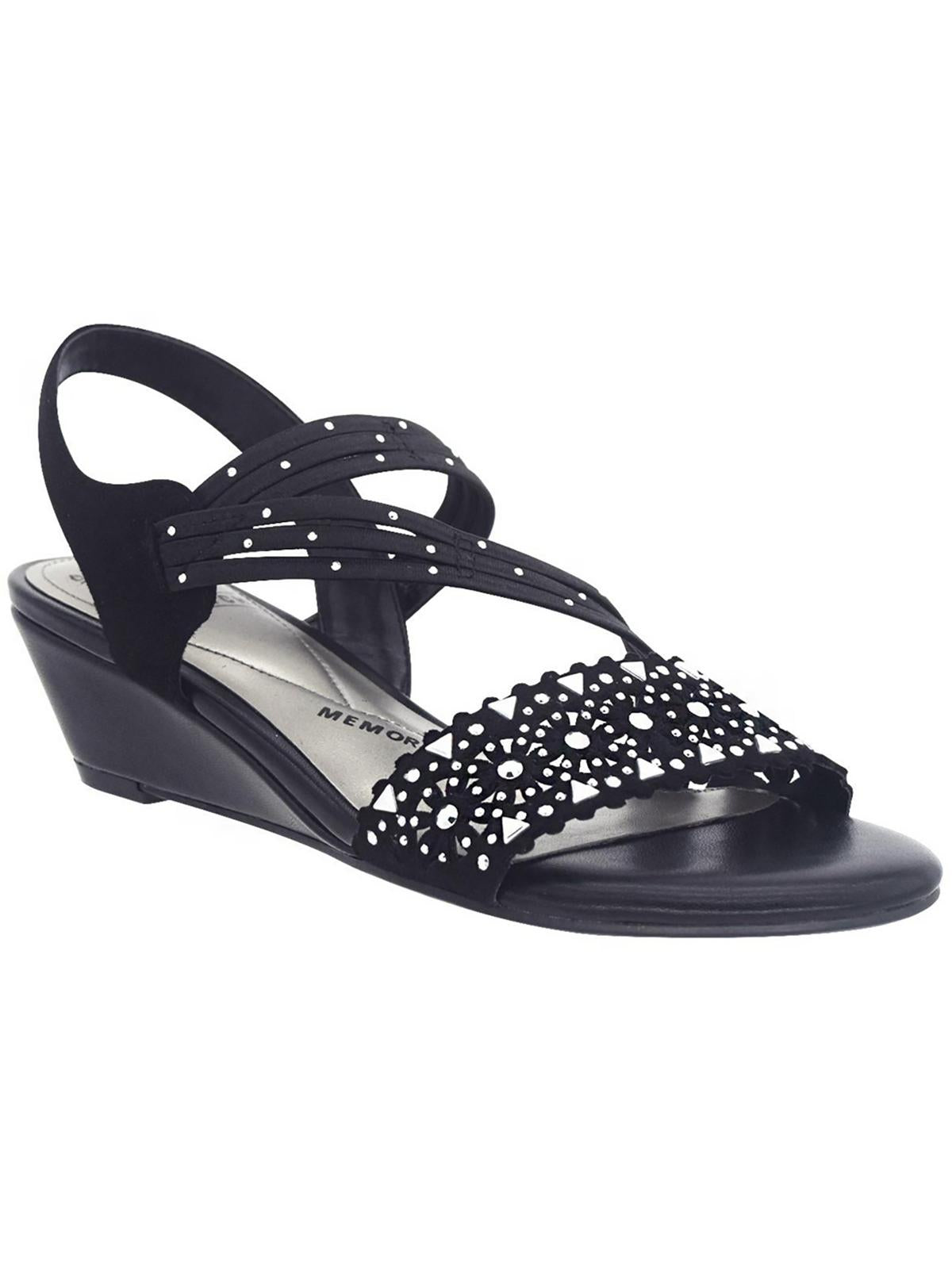 Impo Gatrina Womens Embellished Ankle Strap Slingback Sandals In Black