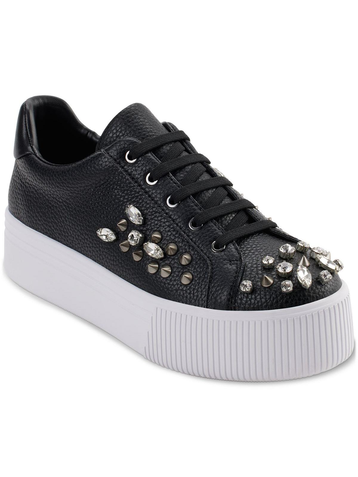Shop Karl Lagerfeld Vina Womens Leather Casual And Fashion Sneakers In Black